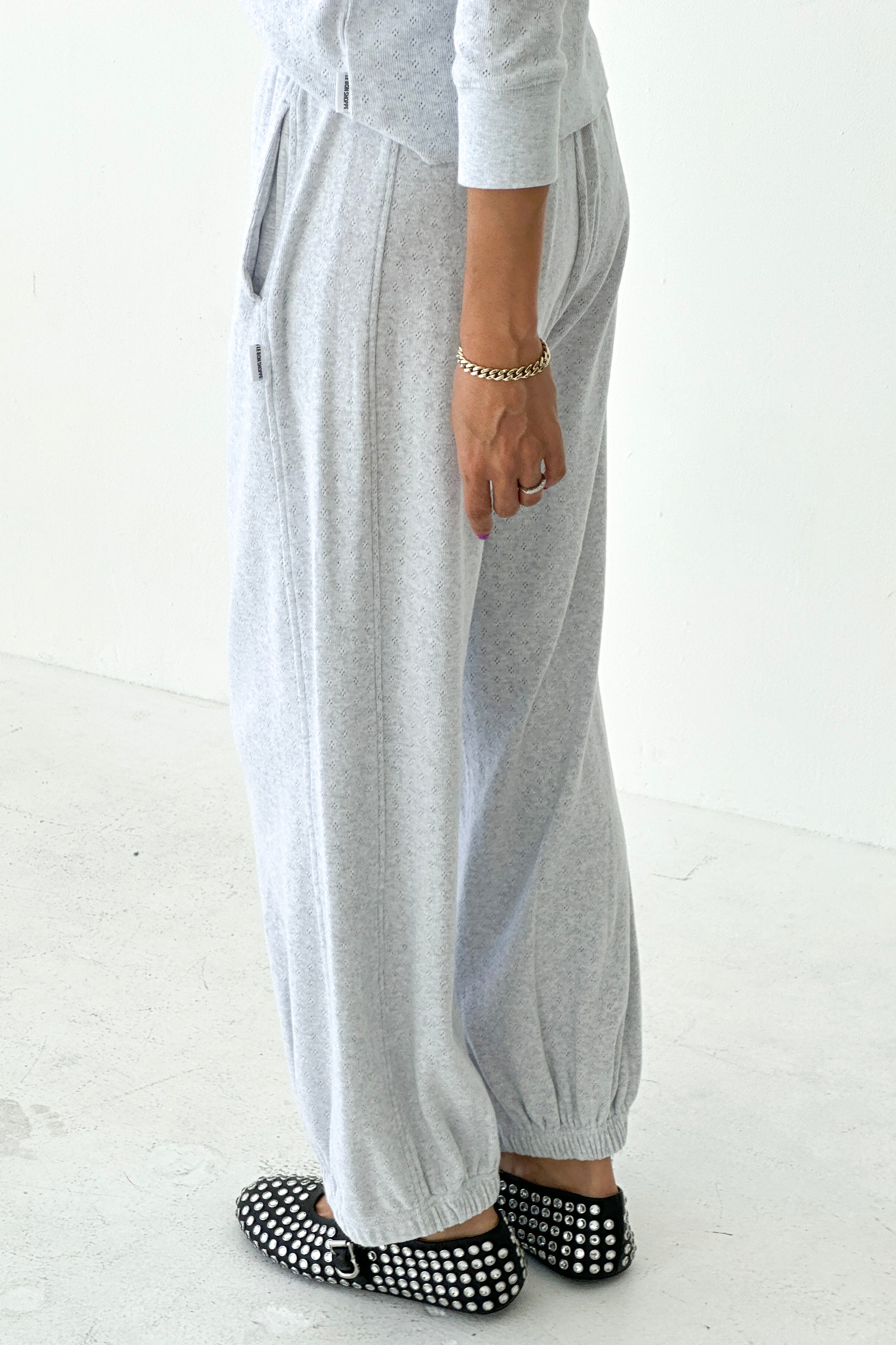 Pointelle Balloon Pants - Icy Grey
