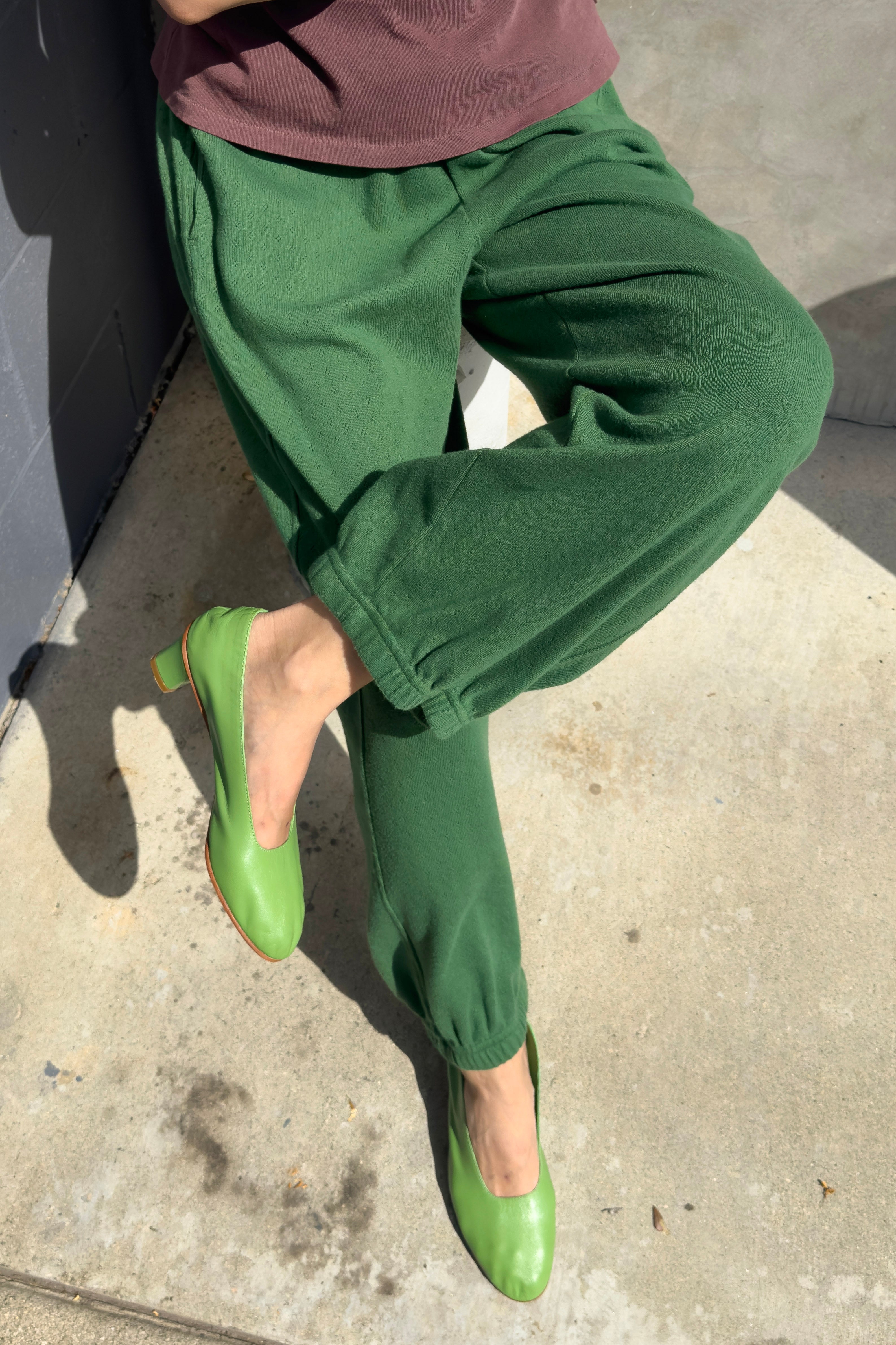 Pointelle Balloon Pants - Moss Green