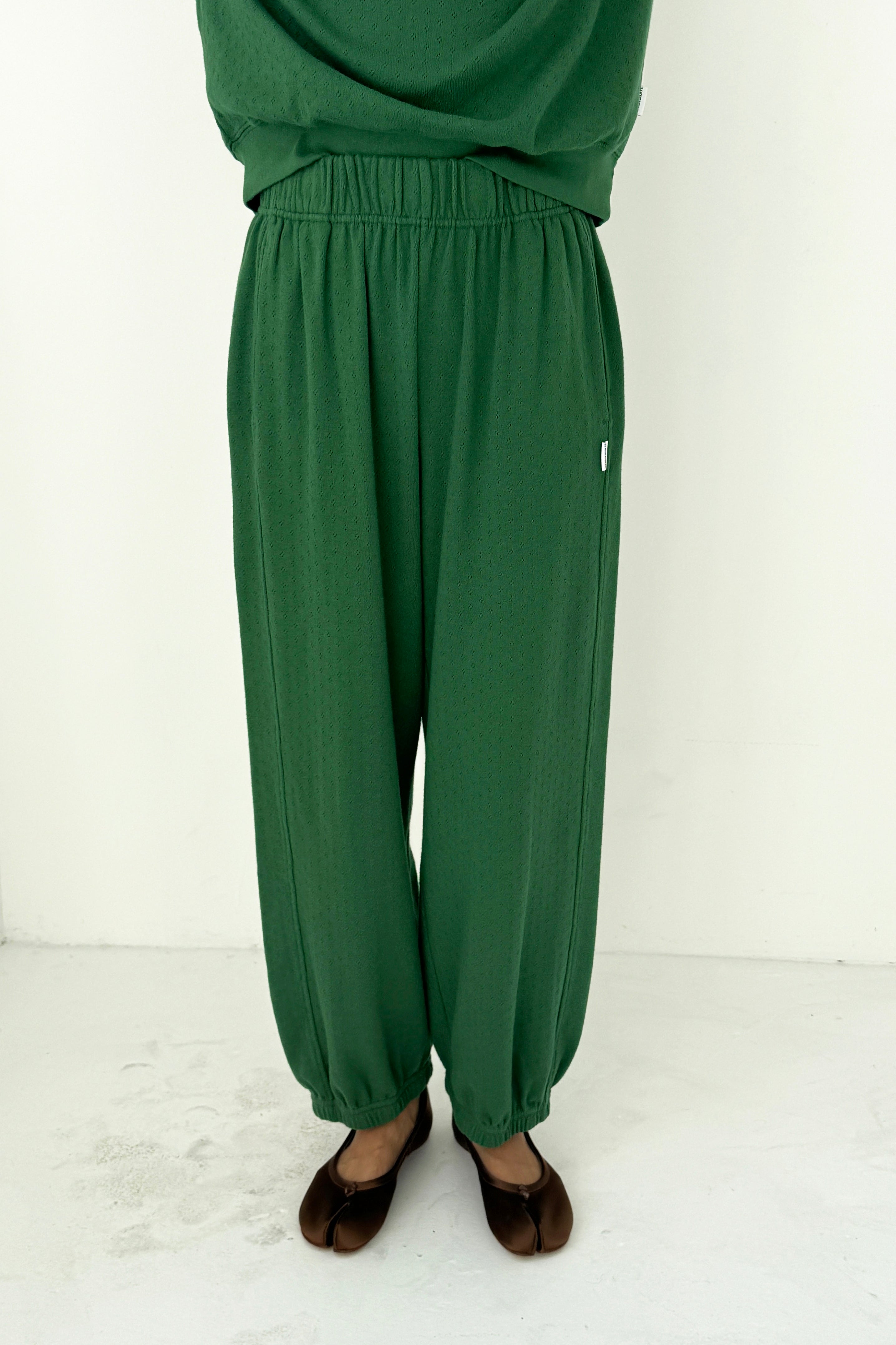 Pointelle Balloon Pants - Moss Green