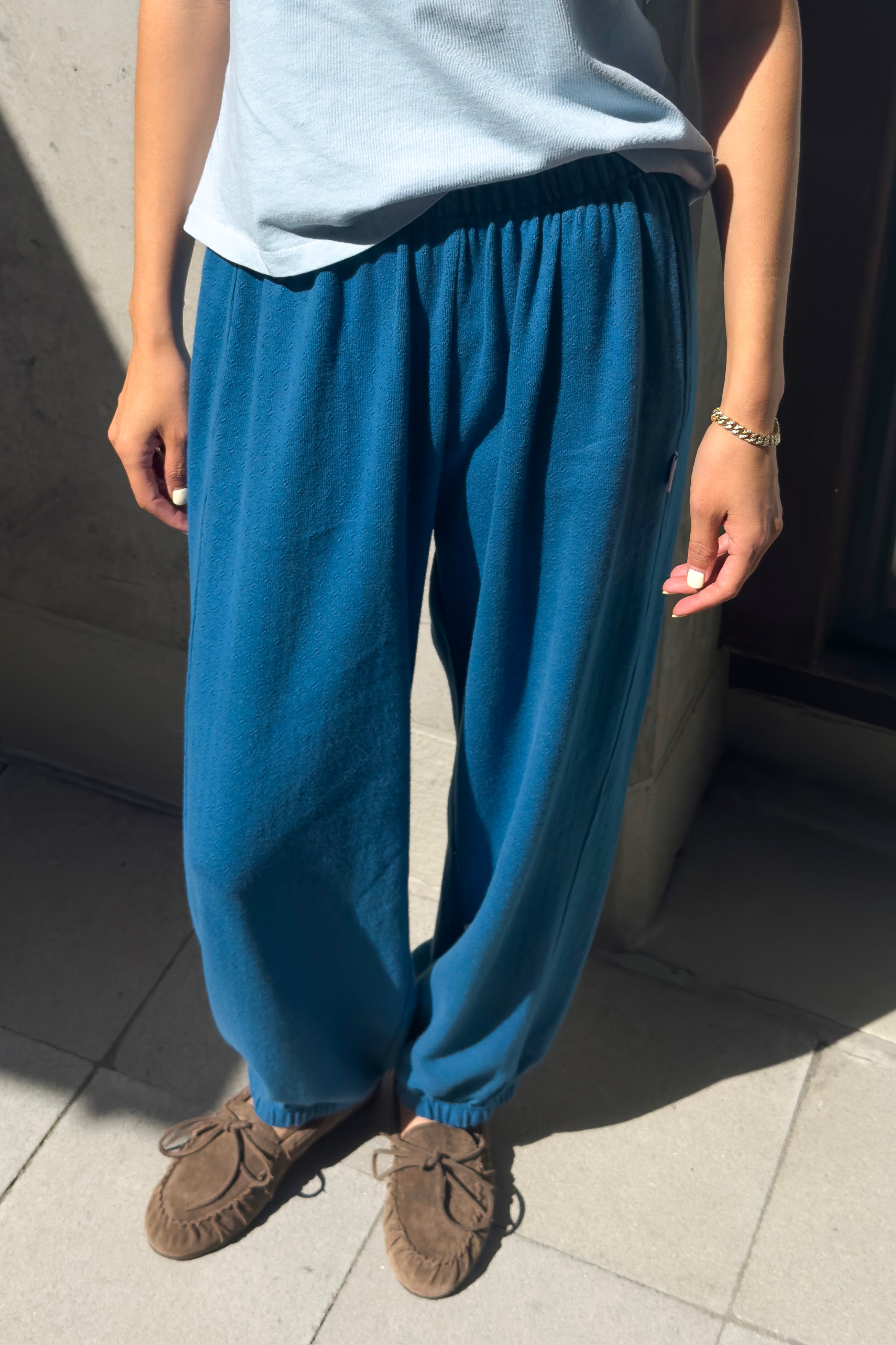 Pointelle Balloon Pants - Sea Blue