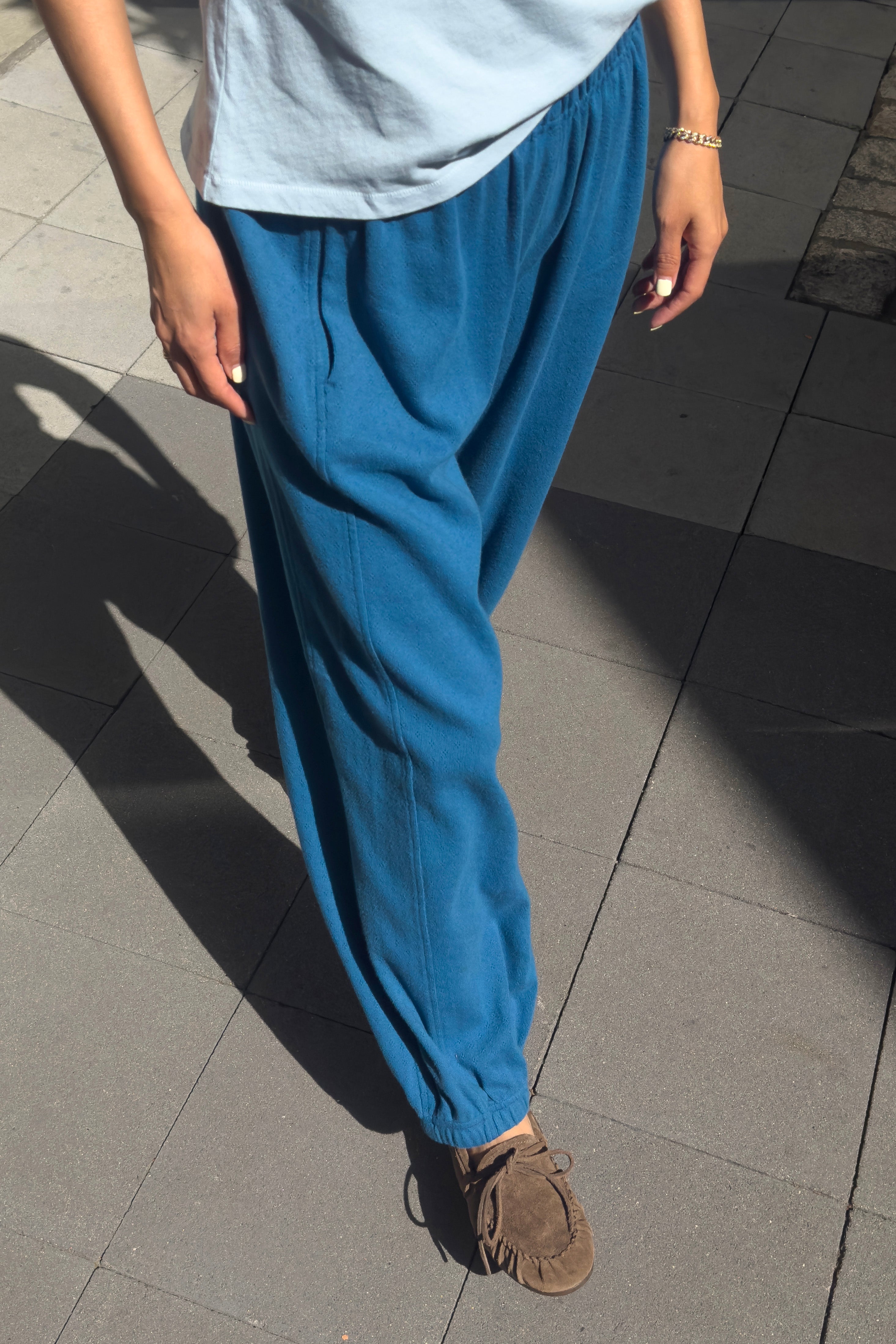 Pointelle Balloon Pants - Sea Blue