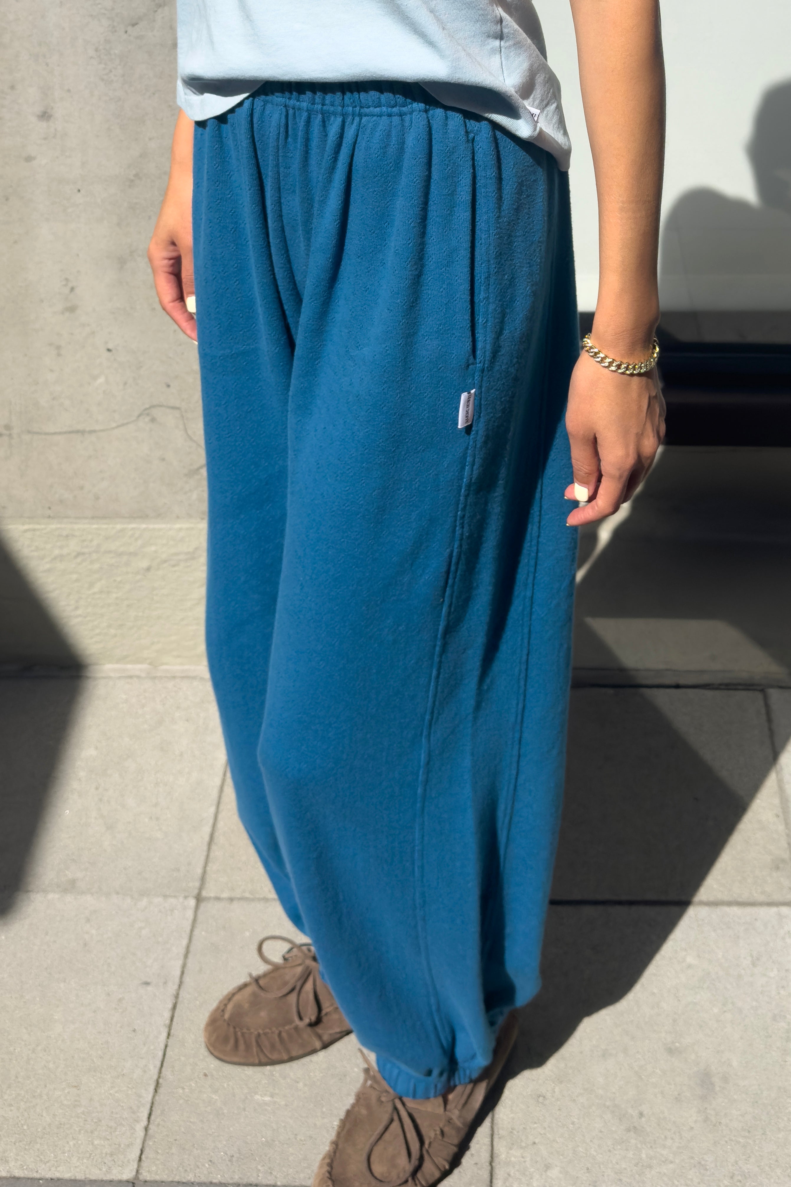 Pointelle Balloon Pants - Sea Blue