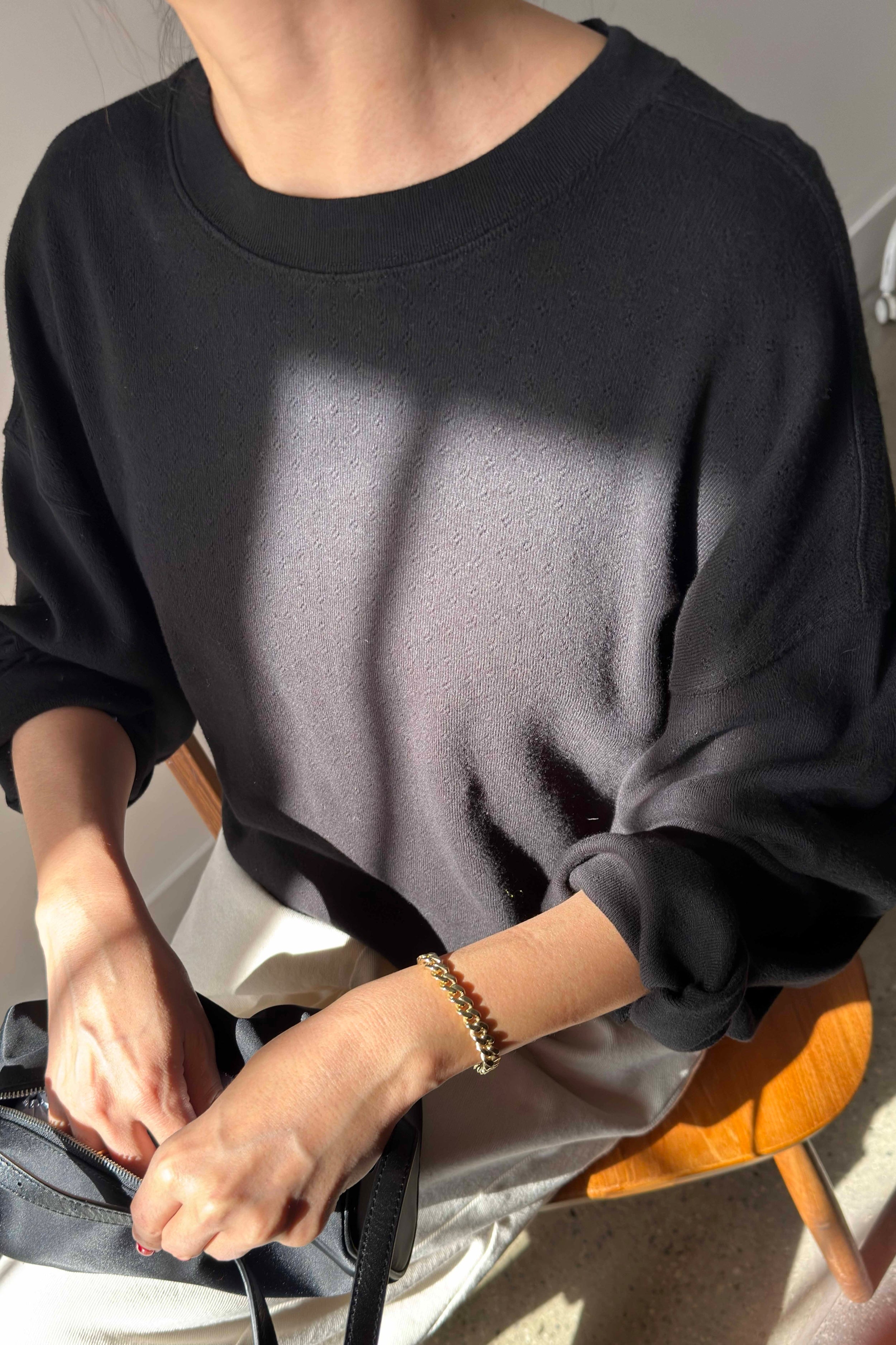 Pointelle Core Sweatshirt - Black