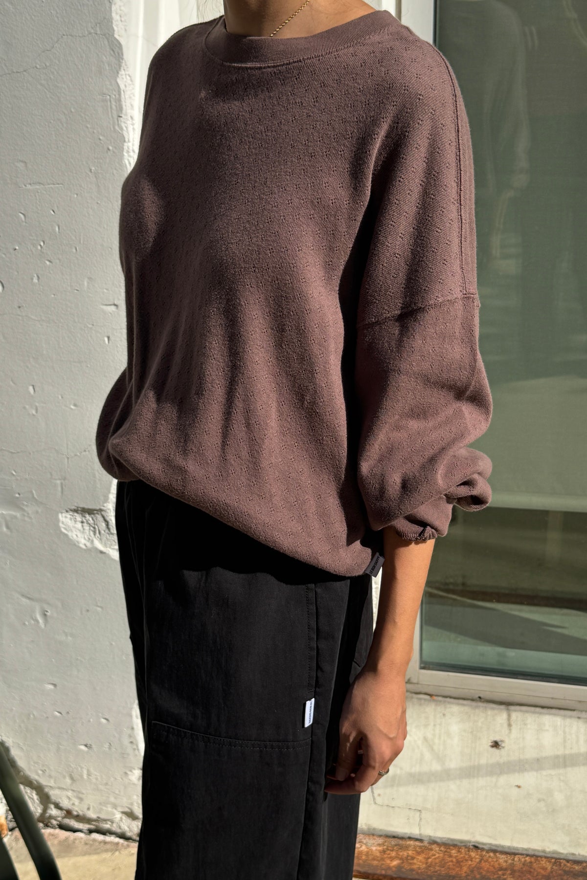 Pointelle Core Sweatshirt - Chocolate