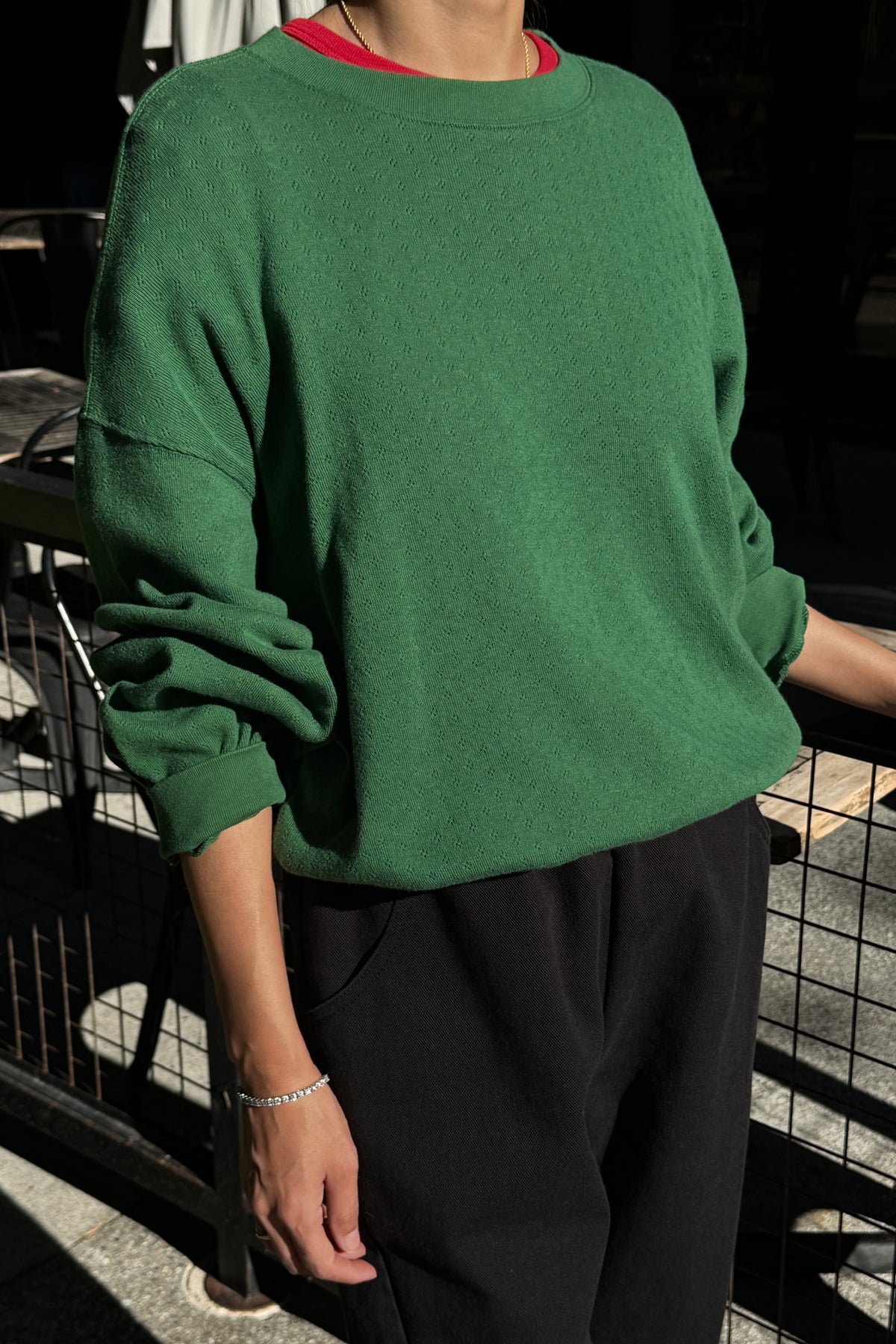 Pointelle Core Sweatshirt - Moss Green