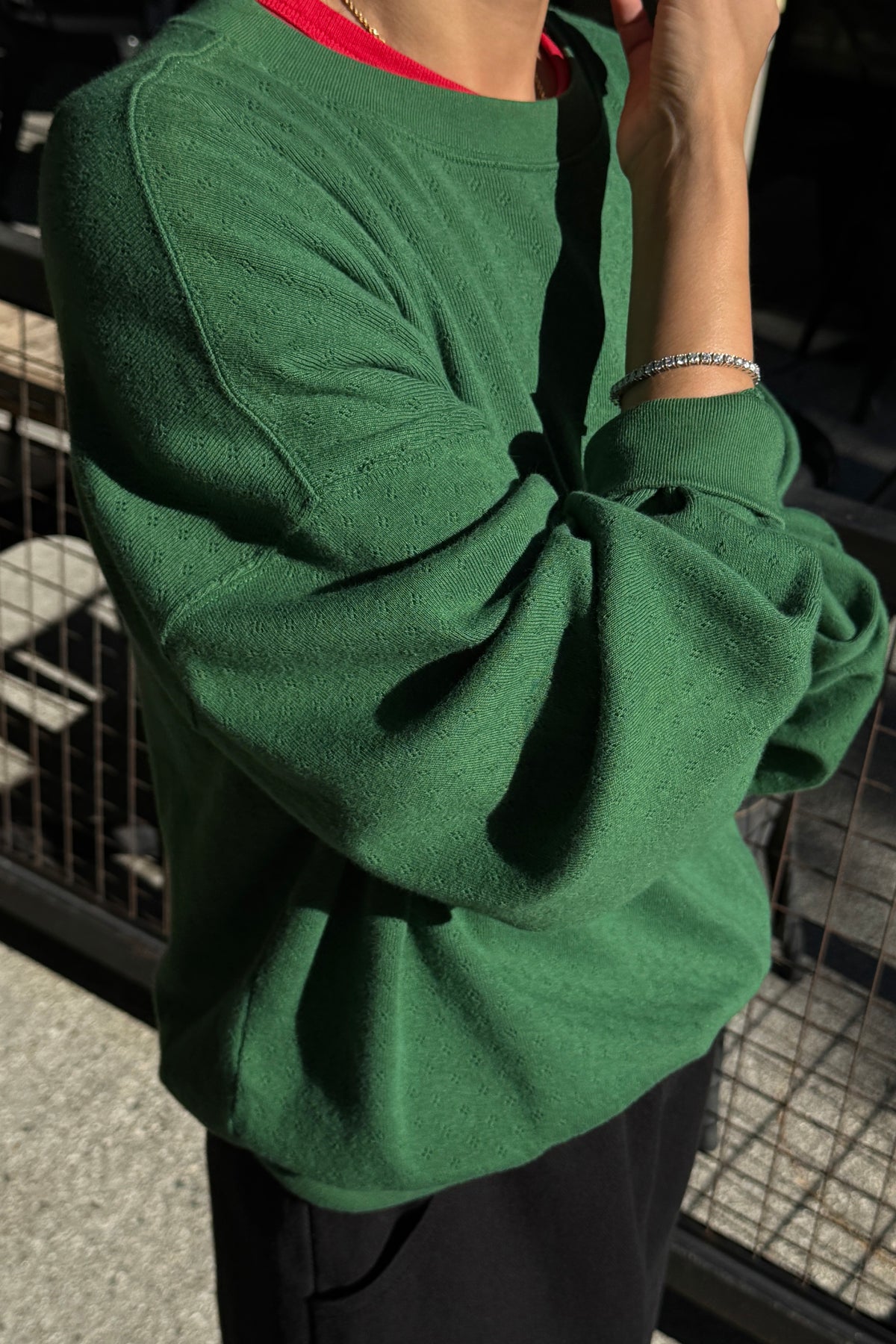 Pointelle Core Sweatshirt - Moss Green