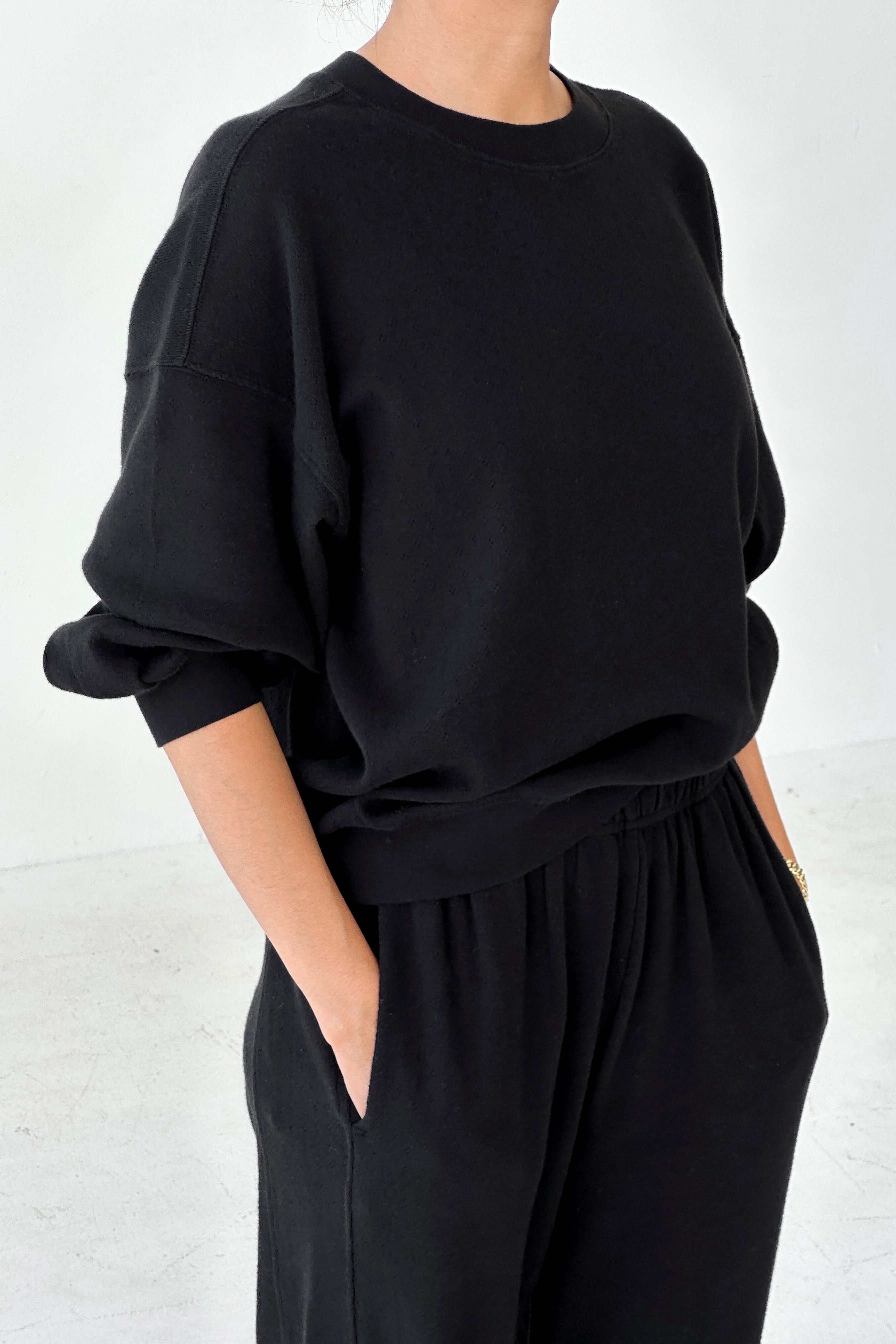 Pointelle Core Sweatshirt - Black