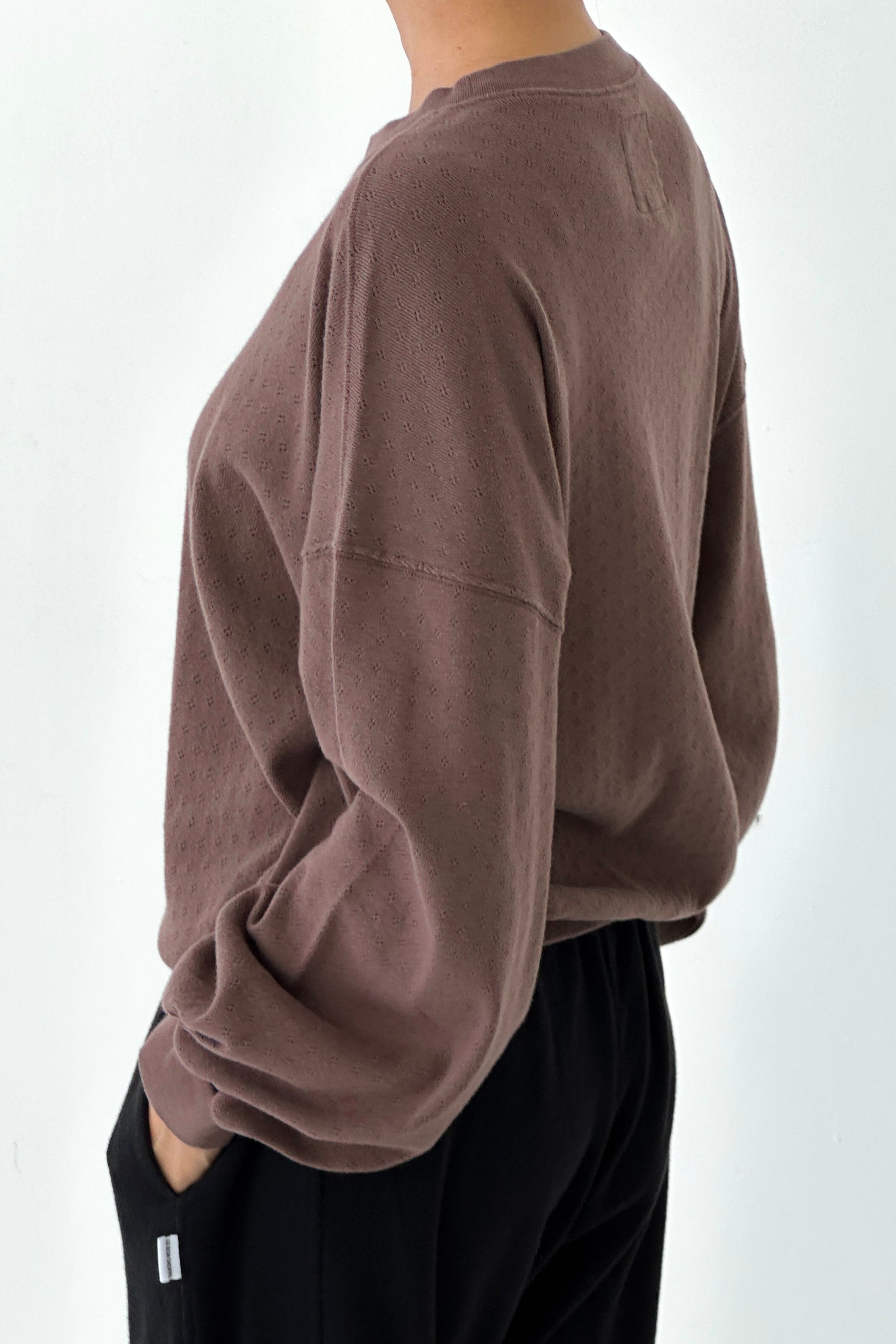 Pointelle Core Sweatshirt - Chocolate