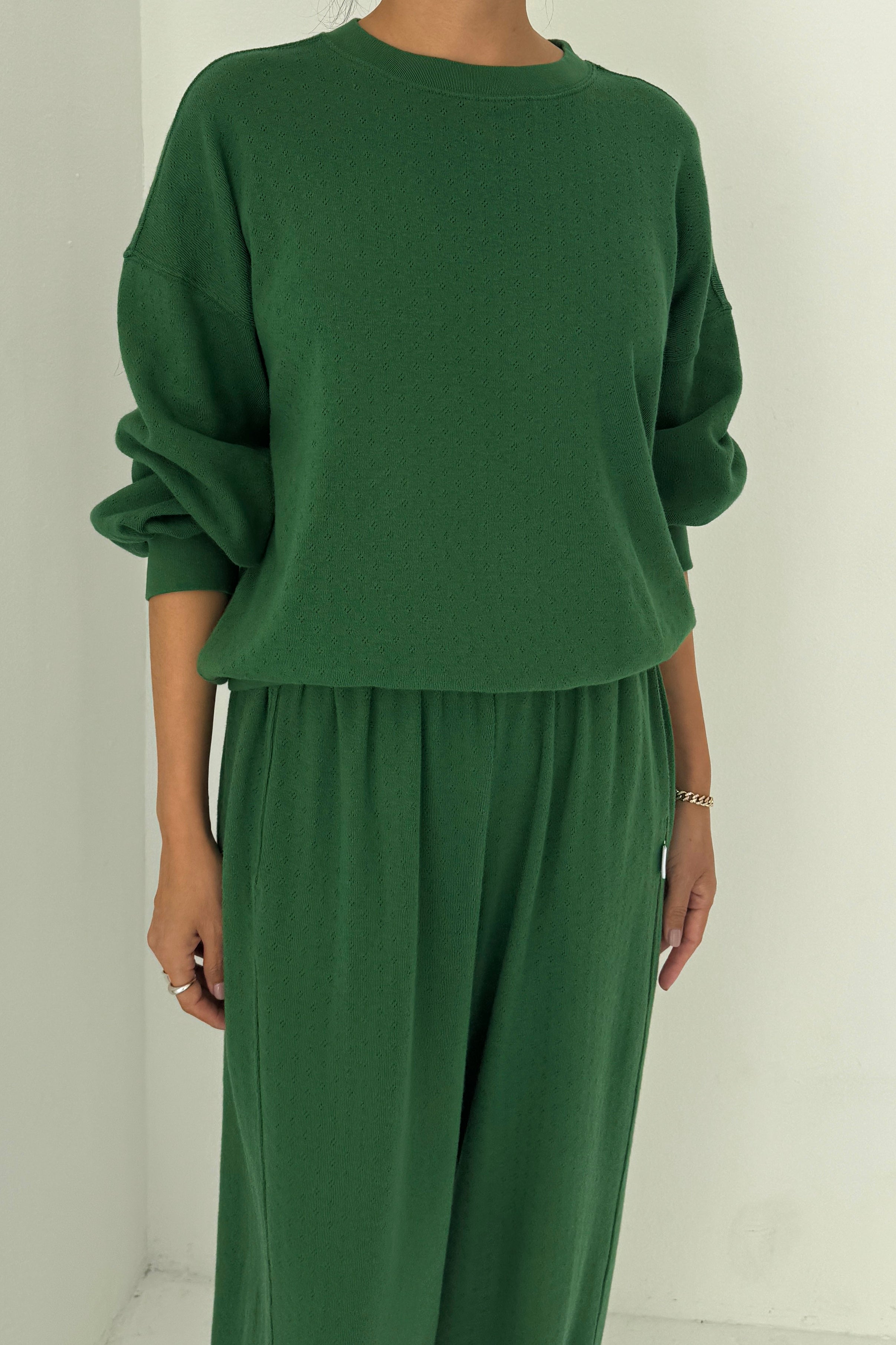 Pointelle Core Sweatshirt - Moss Green