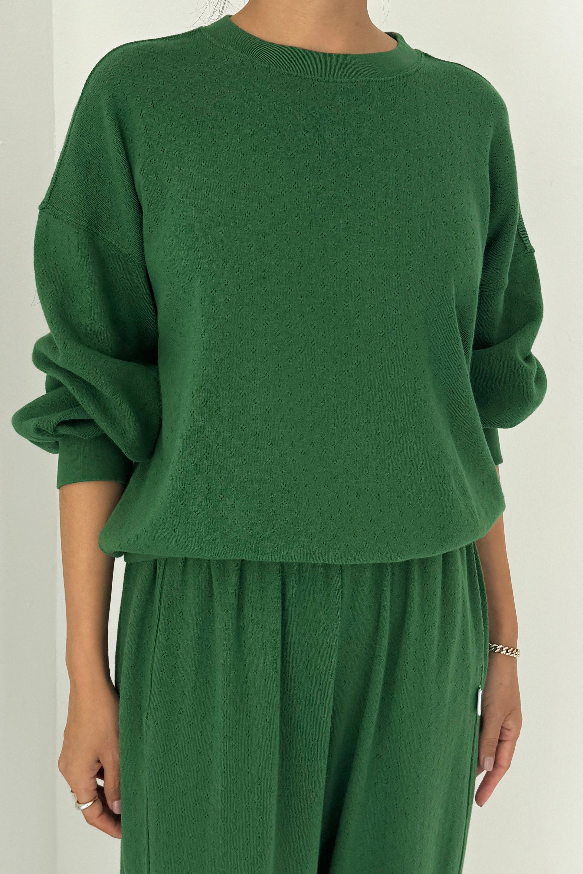Pointelle Core Sweatshirt - Moss Green