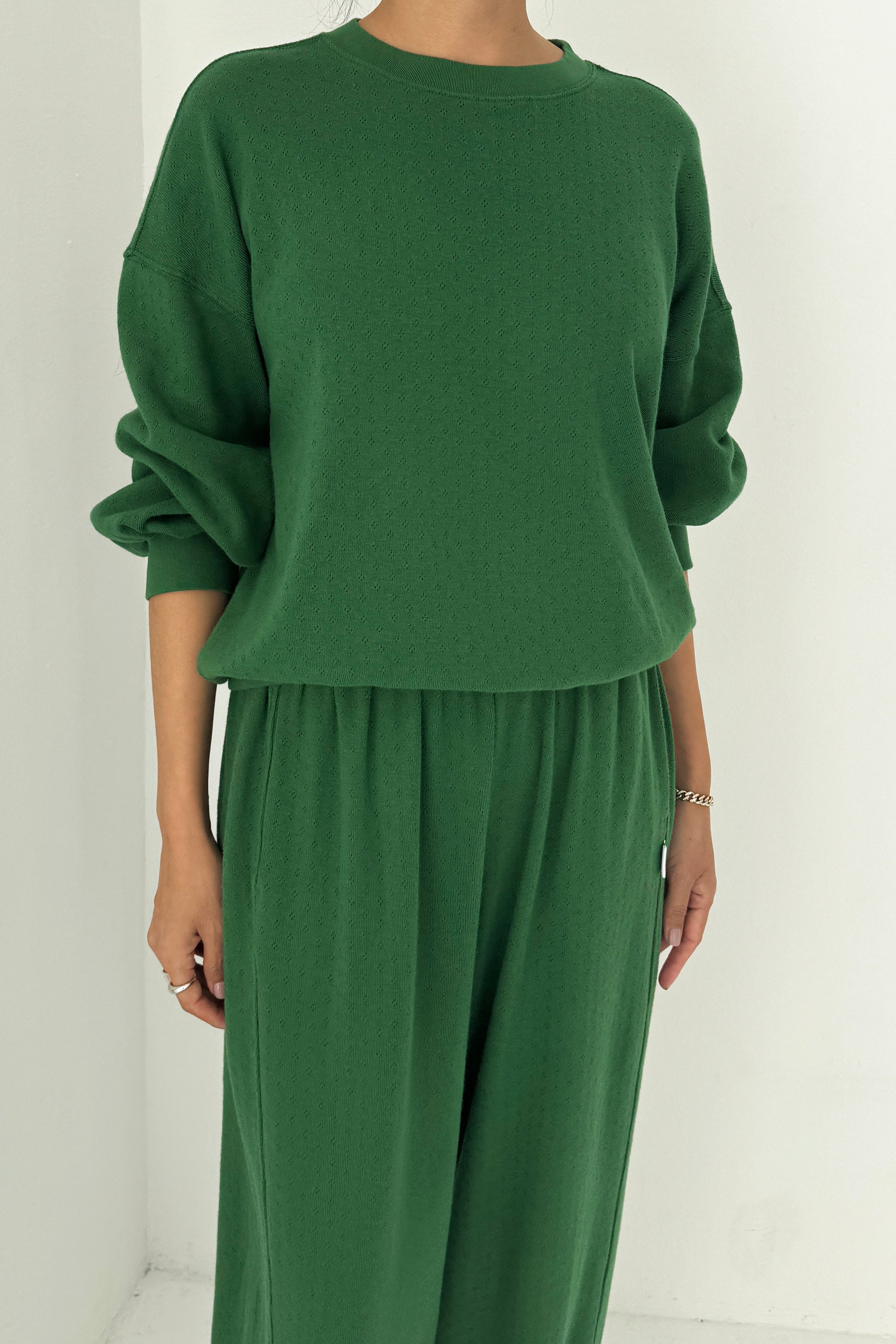 Pointelle Core Sweatshirt - Moss Green
