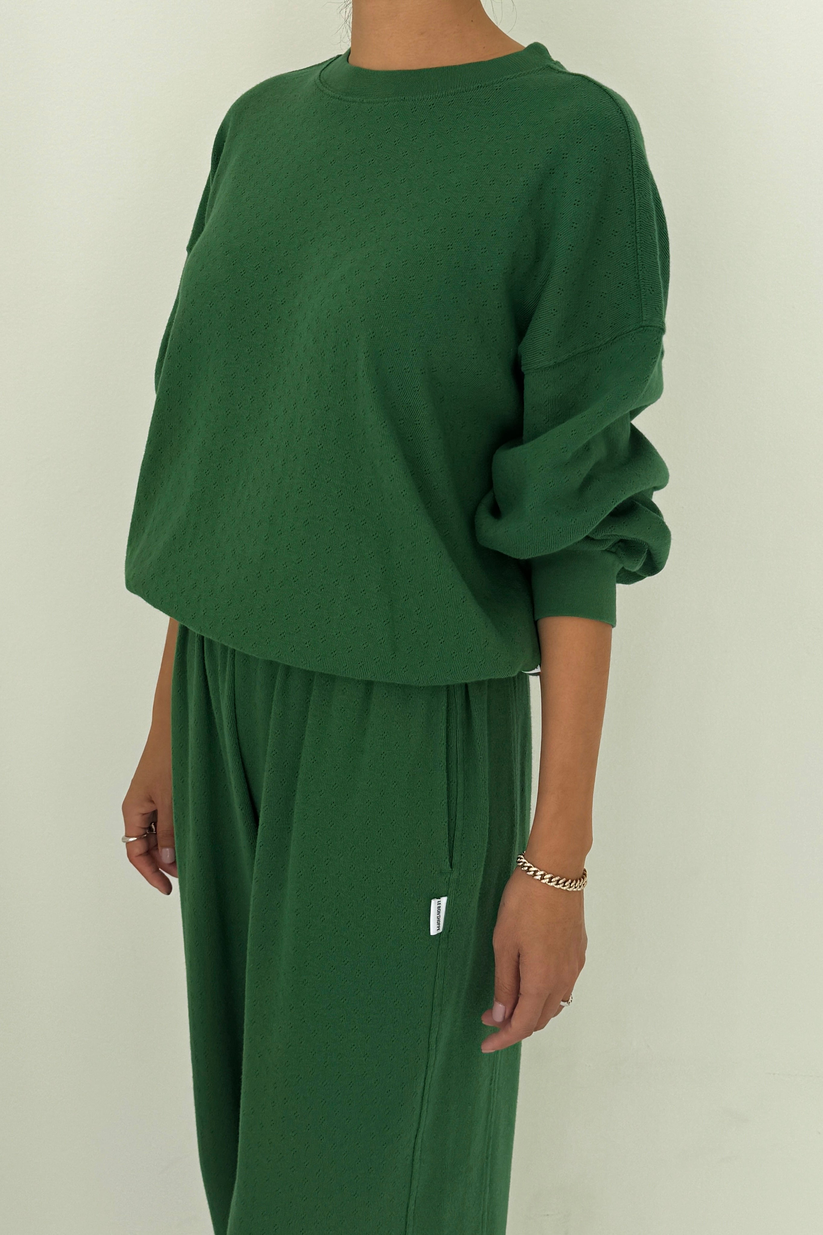 Pointelle Core Sweatshirt - Moss Green