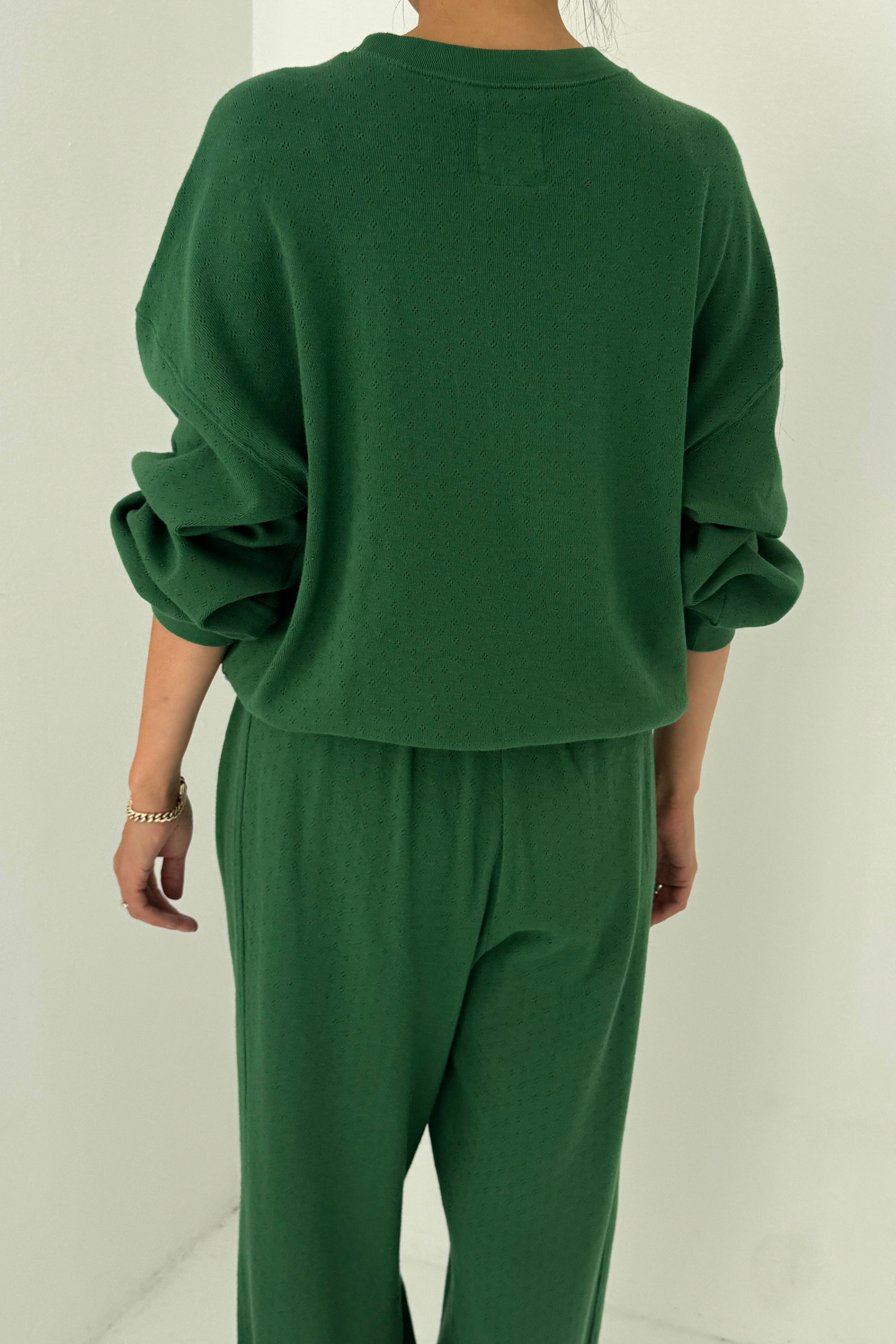 Pointelle Core Sweatshirt - Moss Green
