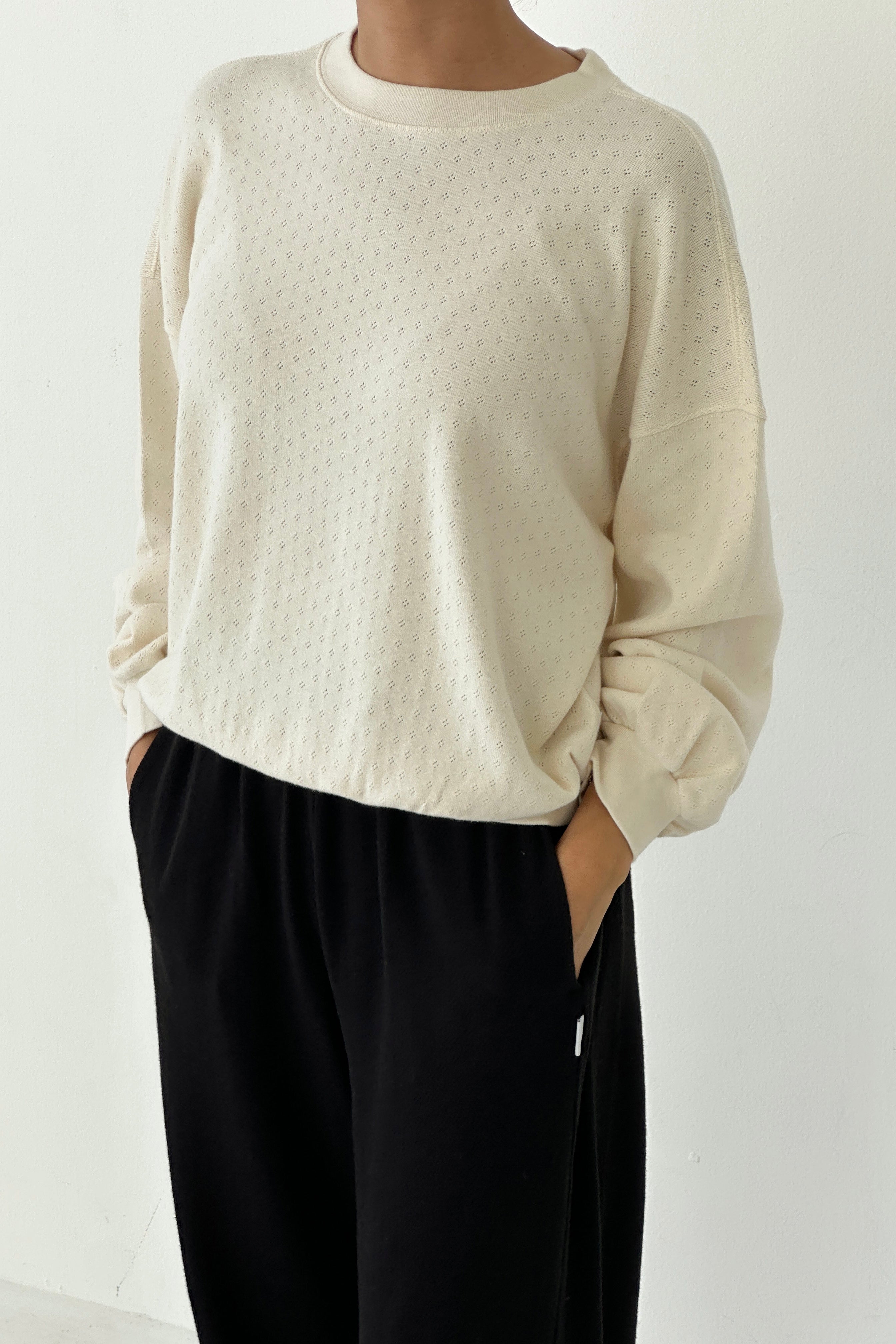 Pointelle Core Sweatshirt - Naturel