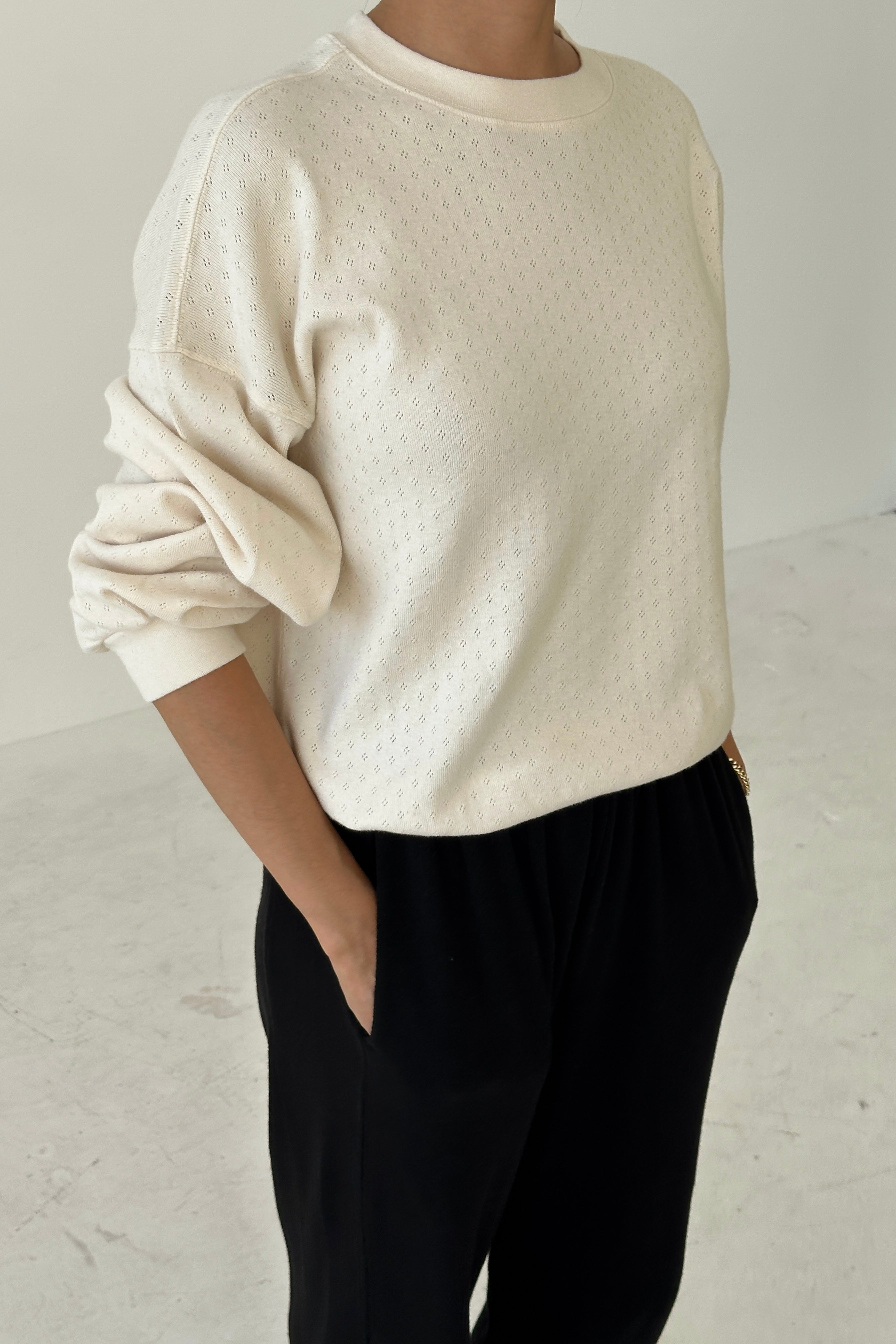 Pointelle Core Sweatshirt - Naturel