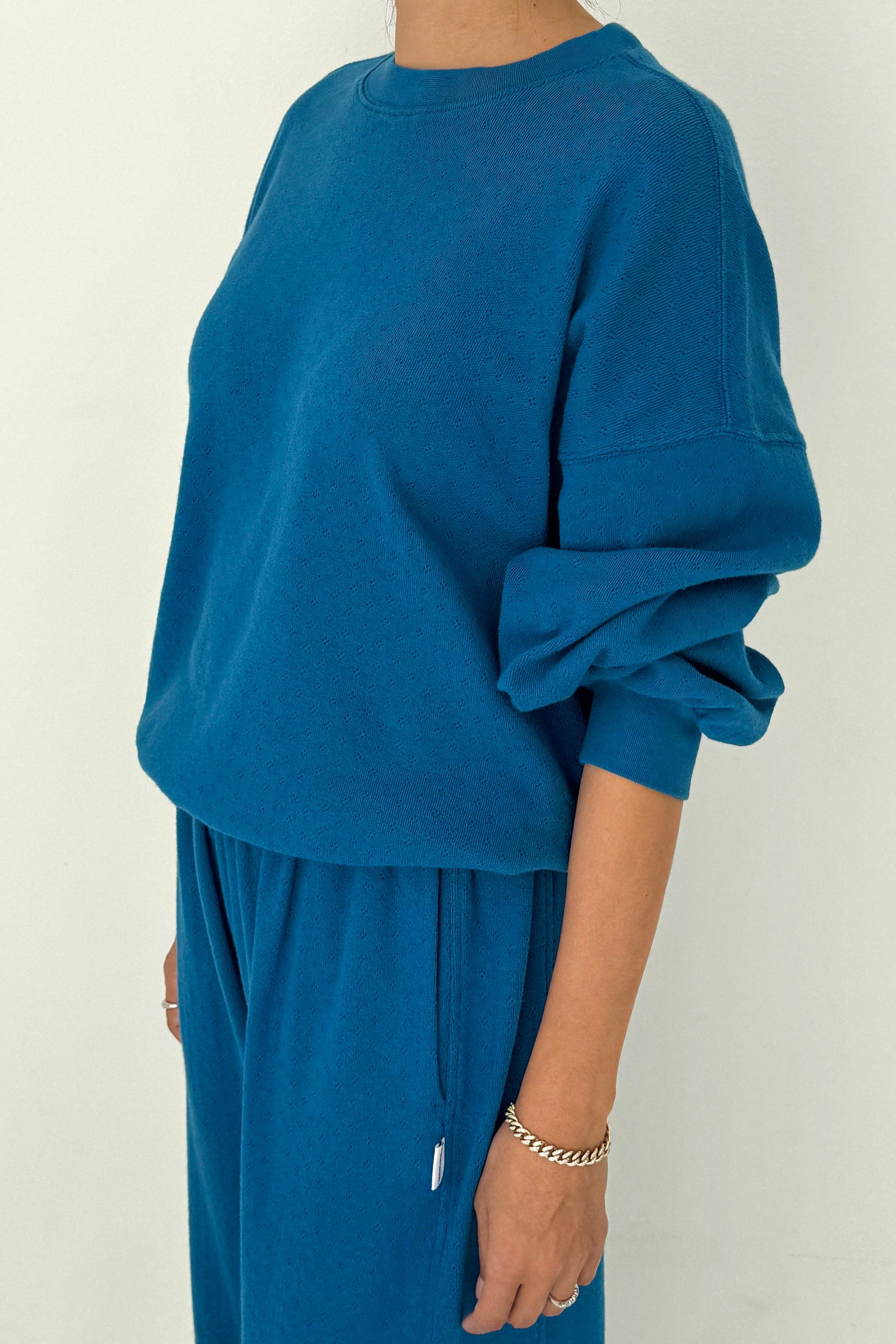 Pointelle Core Sweatshirt - Sea Blue
