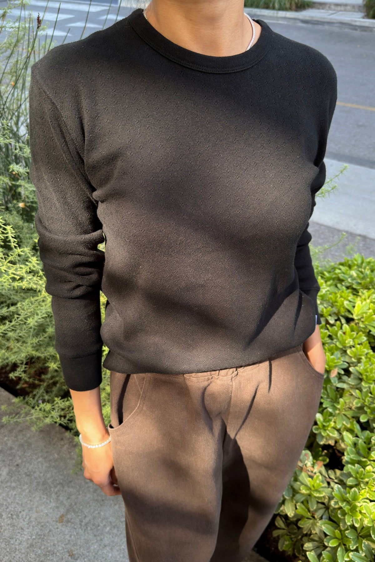 Pointelle Fundamental Tee - Black