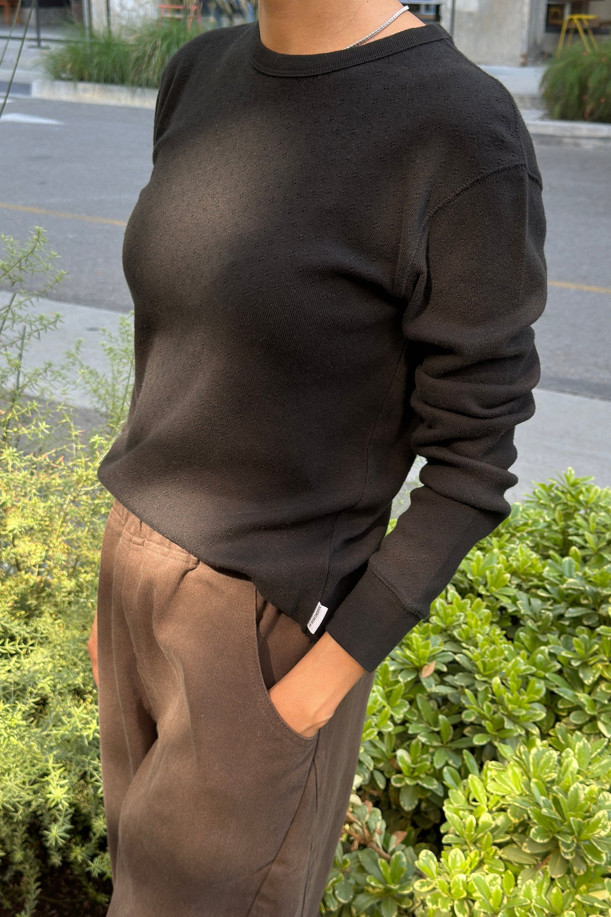 Pointelle Fundamental Tee - Black