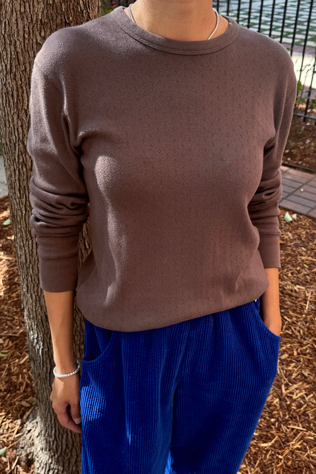 Pointelle Fundamental Tee - Chocolate
