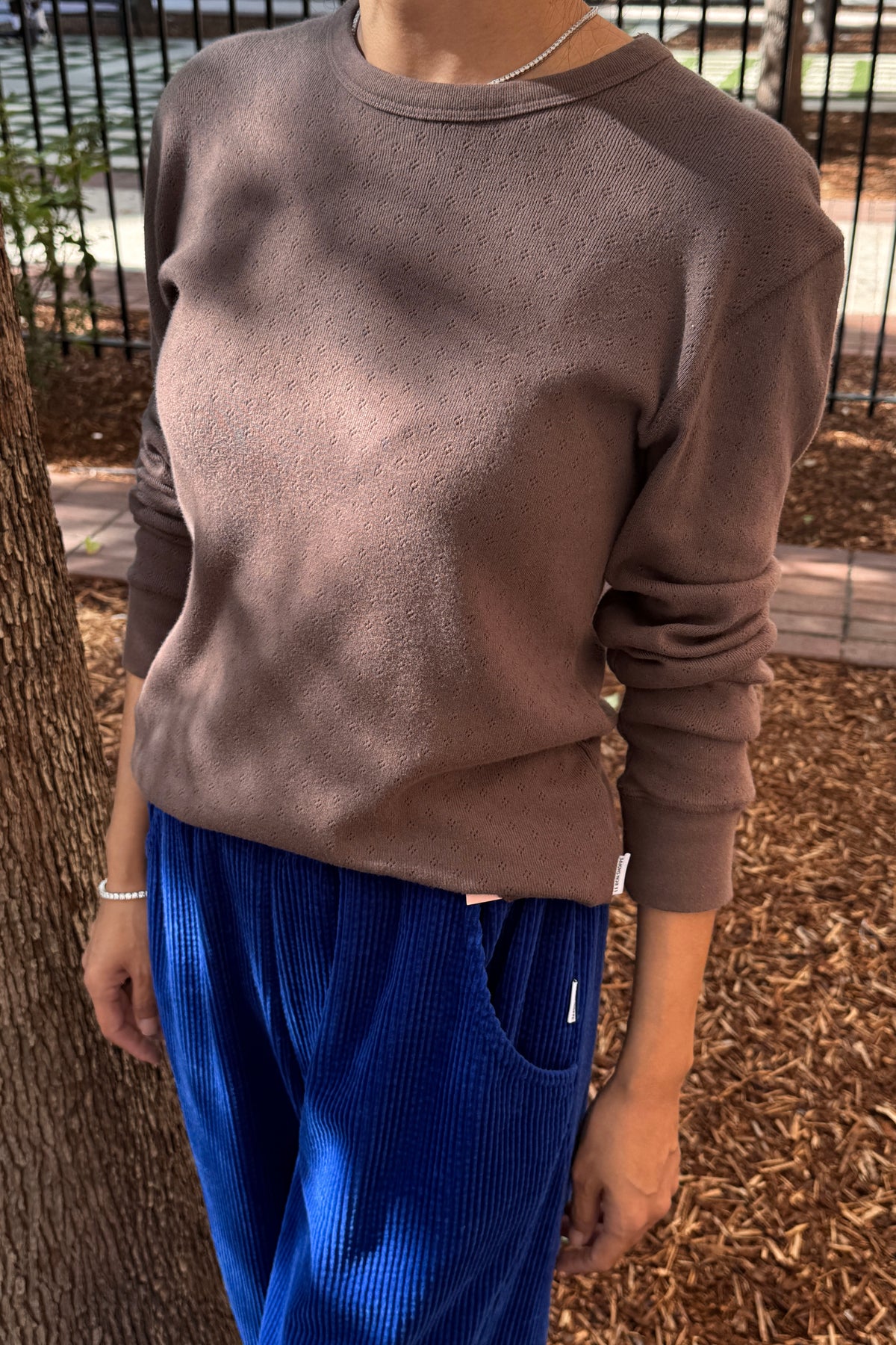 Pointelle Fundamental Tee - Chocolate