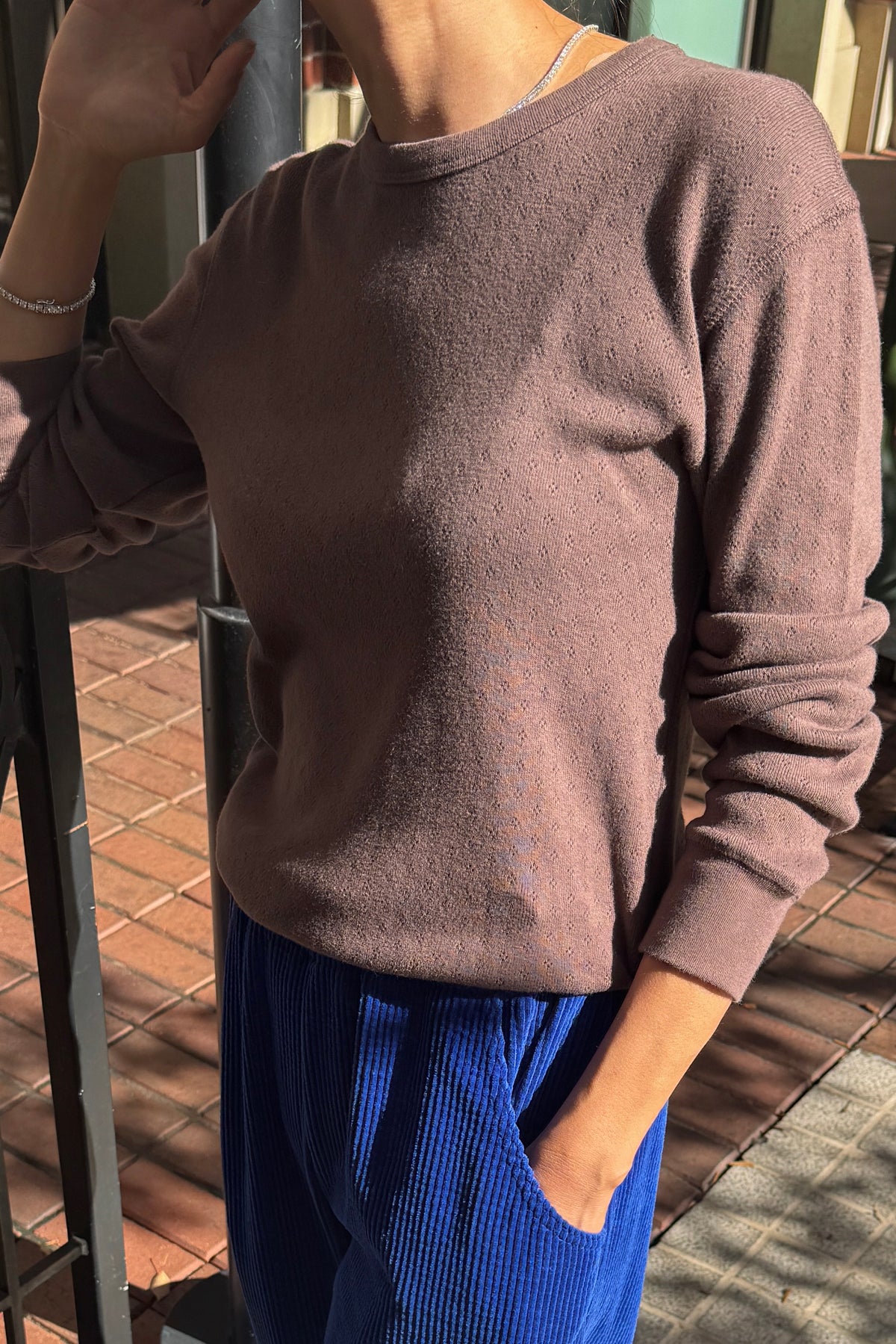 Pointelle Fundamental Tee - Chocolate