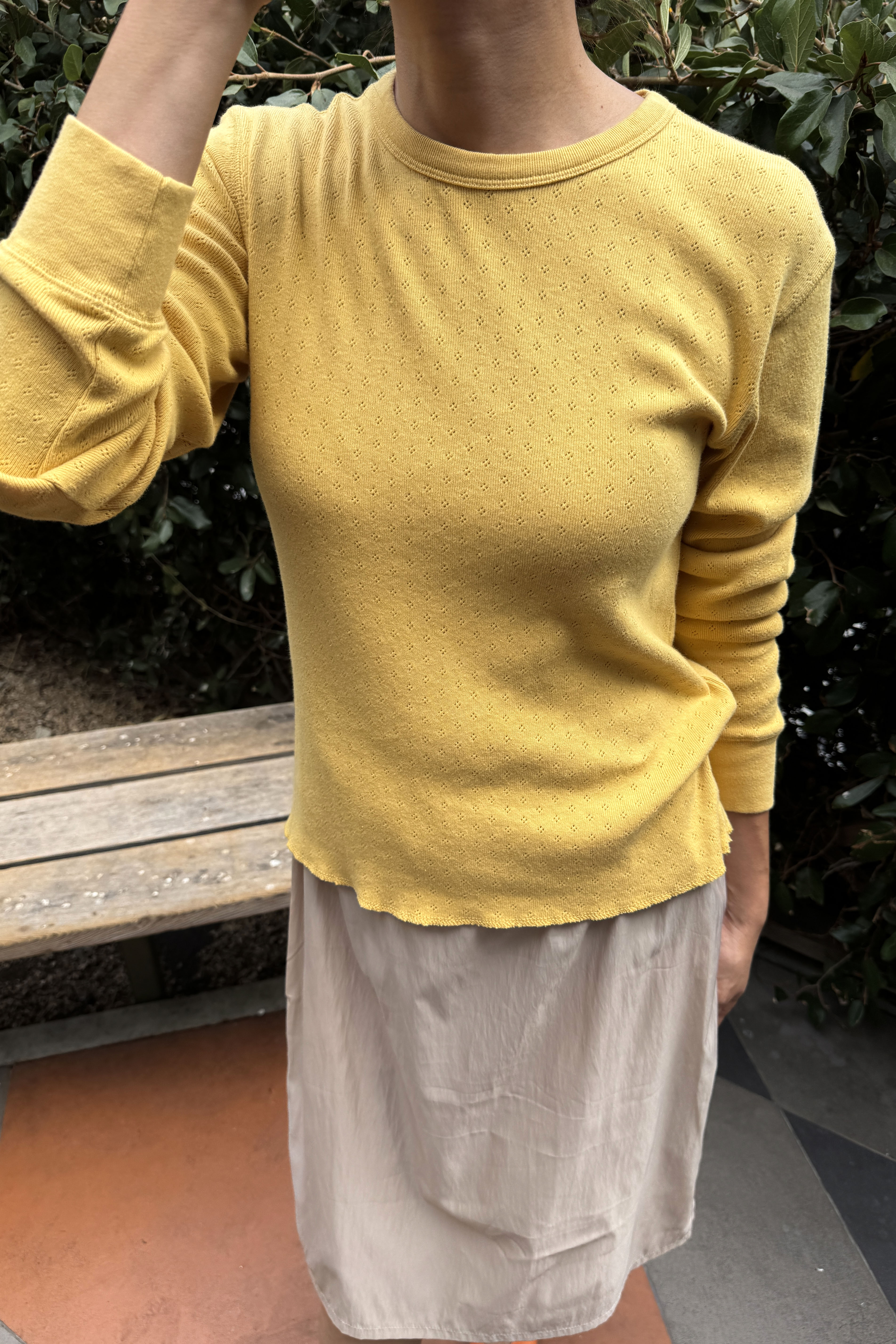 Pointelle Fundamental Tee - Deep Yellow