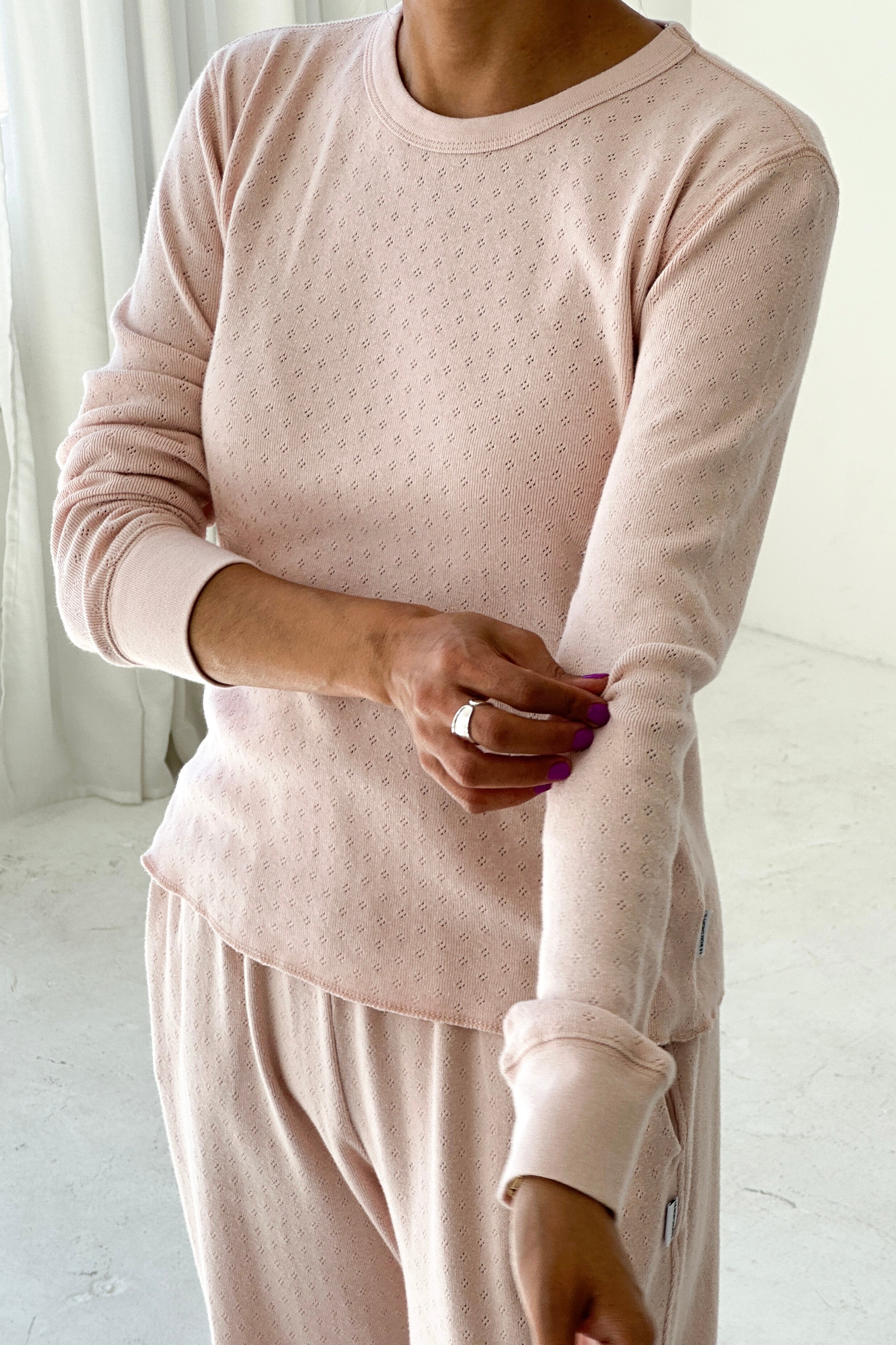 Pointelle Fundamental Tee - Baby Pink