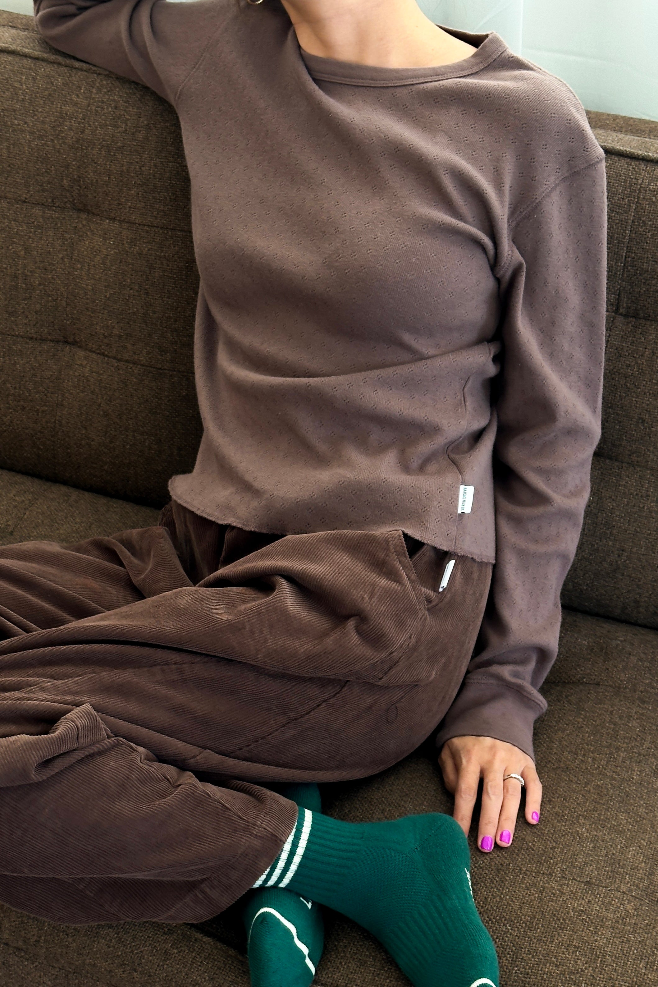 Pointelle Fundamental Tee - Chocolate