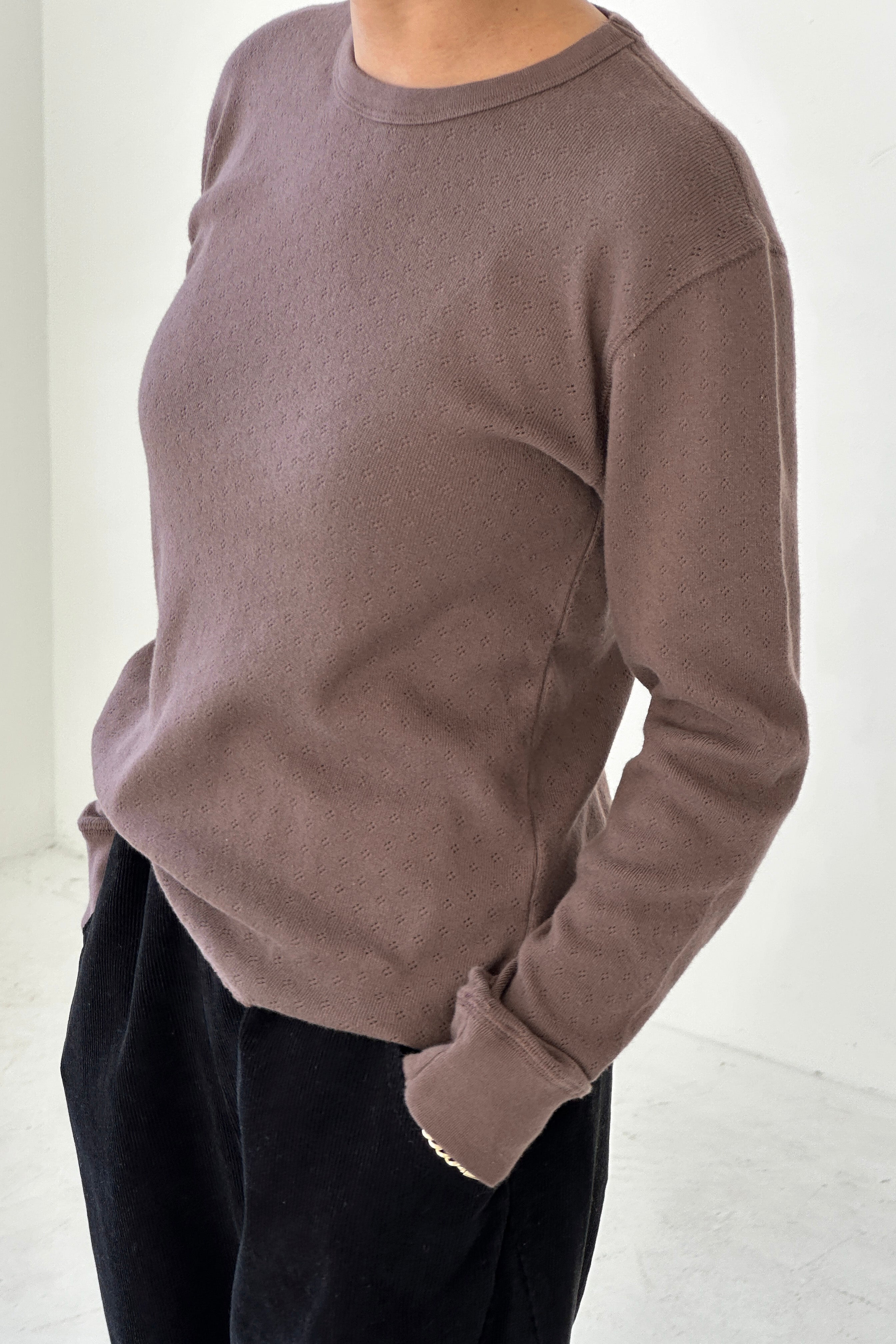 Pointelle Fundamental Tee - Chocolate