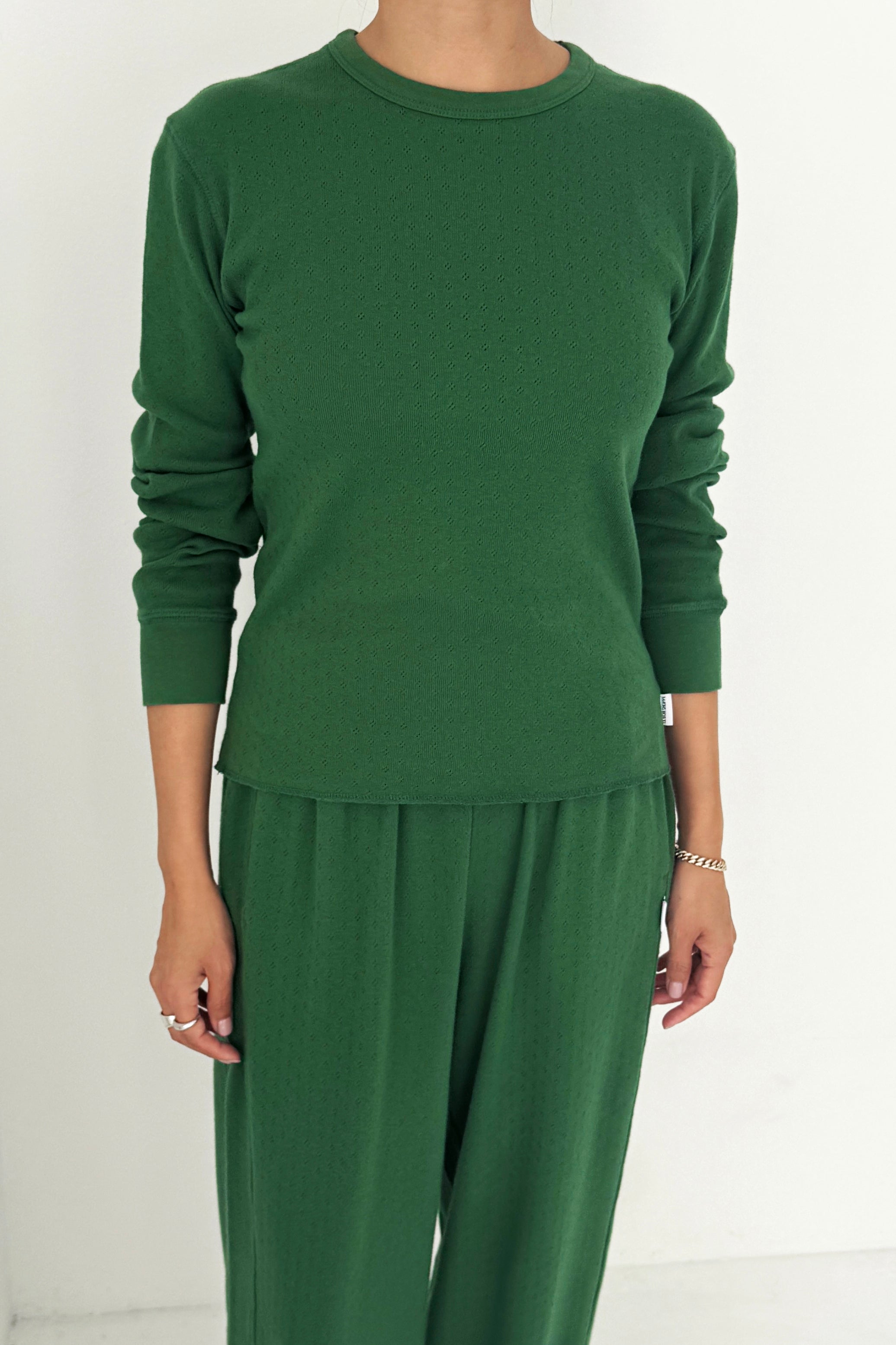 Pointelle Fundamental Tee - Moss Green