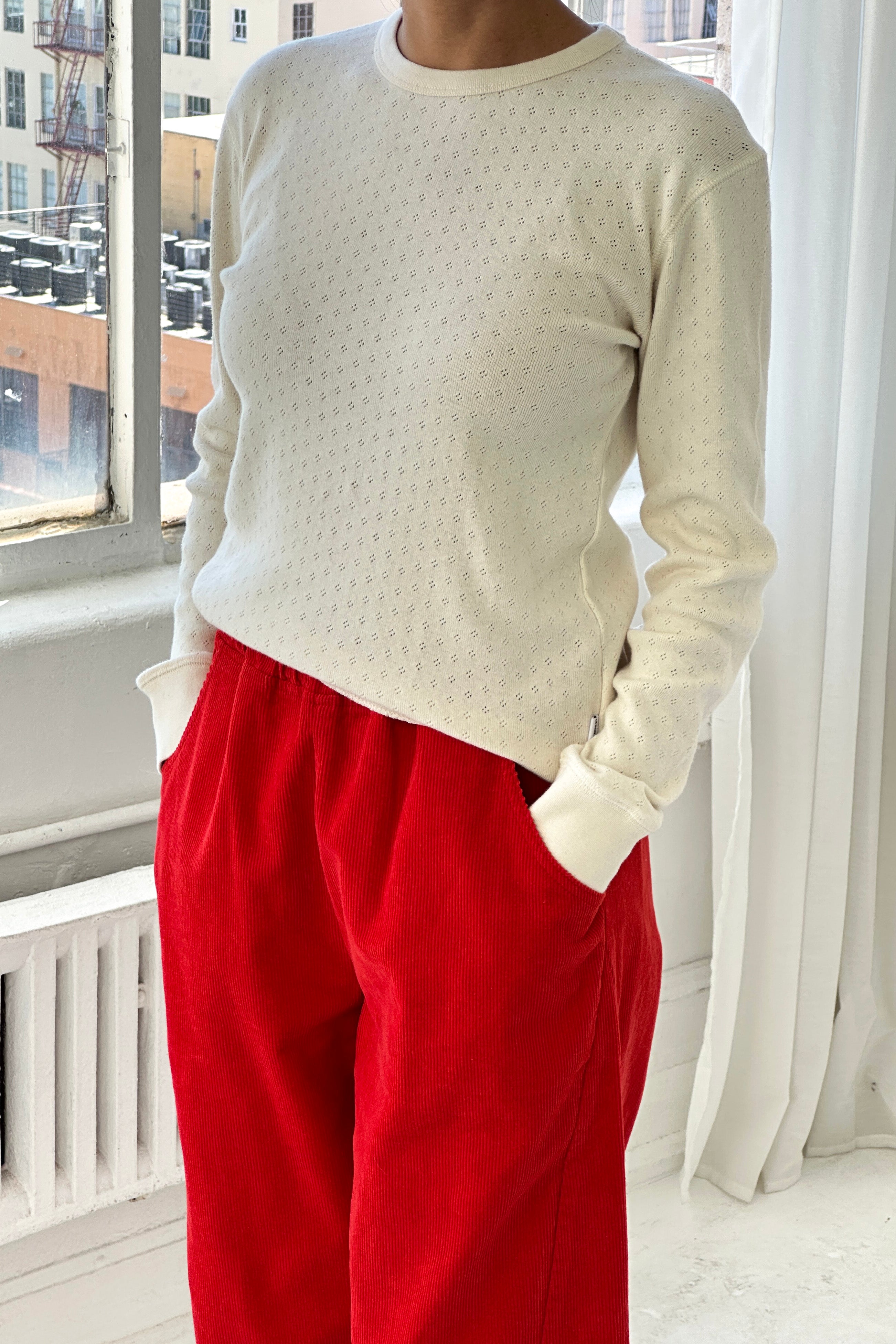 Pointelle Fundamental Tee - Naturel