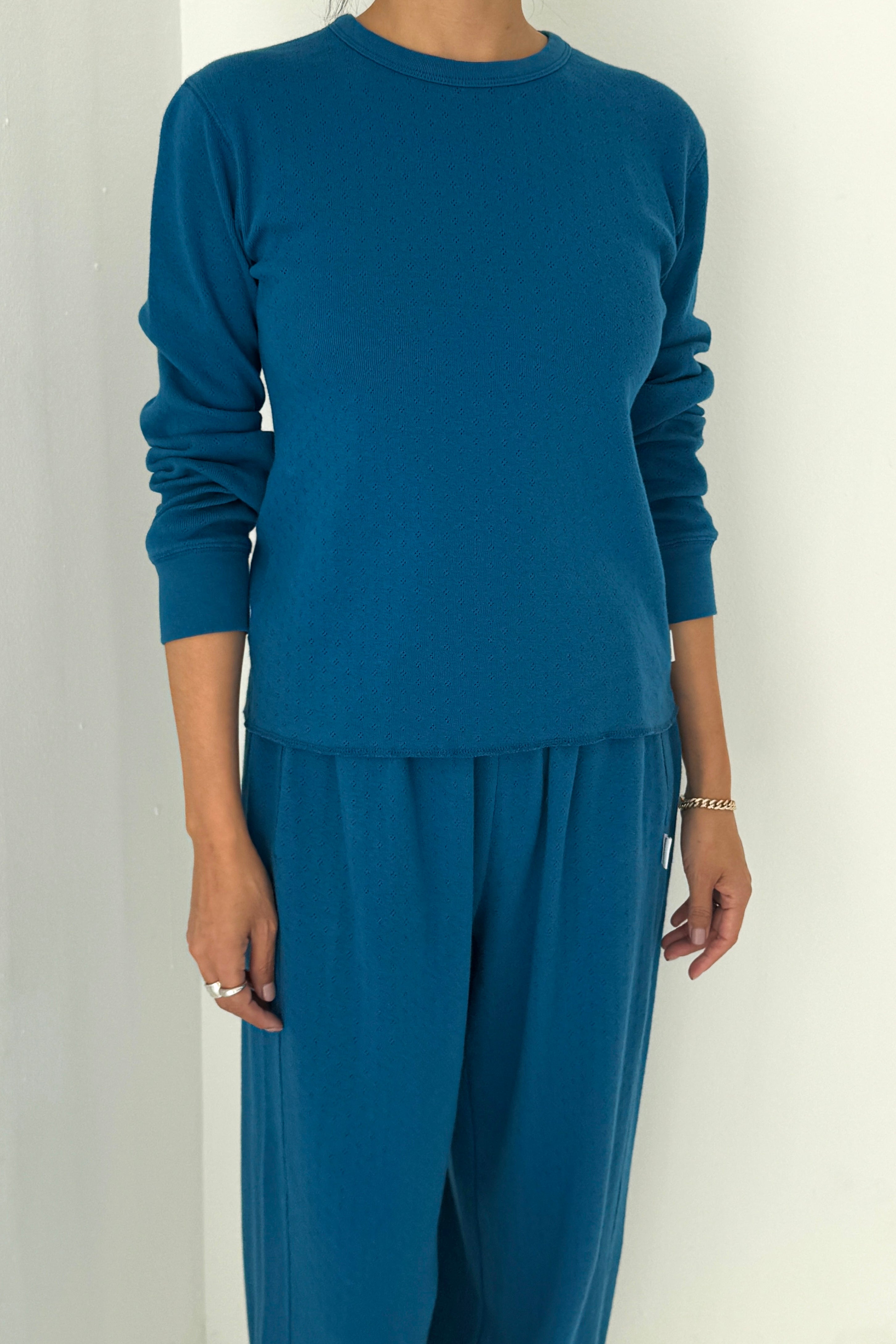 Pointelle Fundamental Tee - Sea Blue