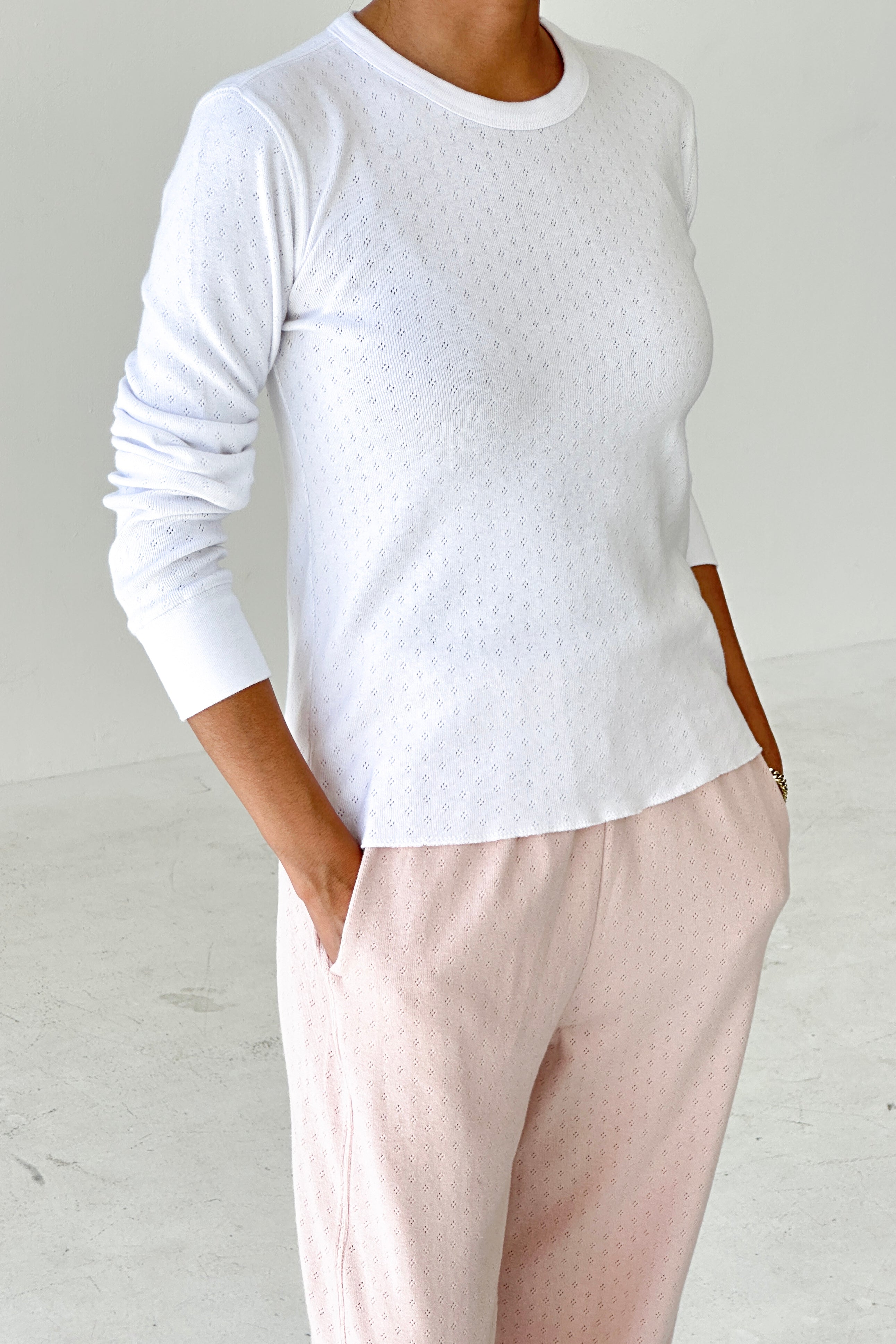 Pointelle Fundamental Tee - Snow White