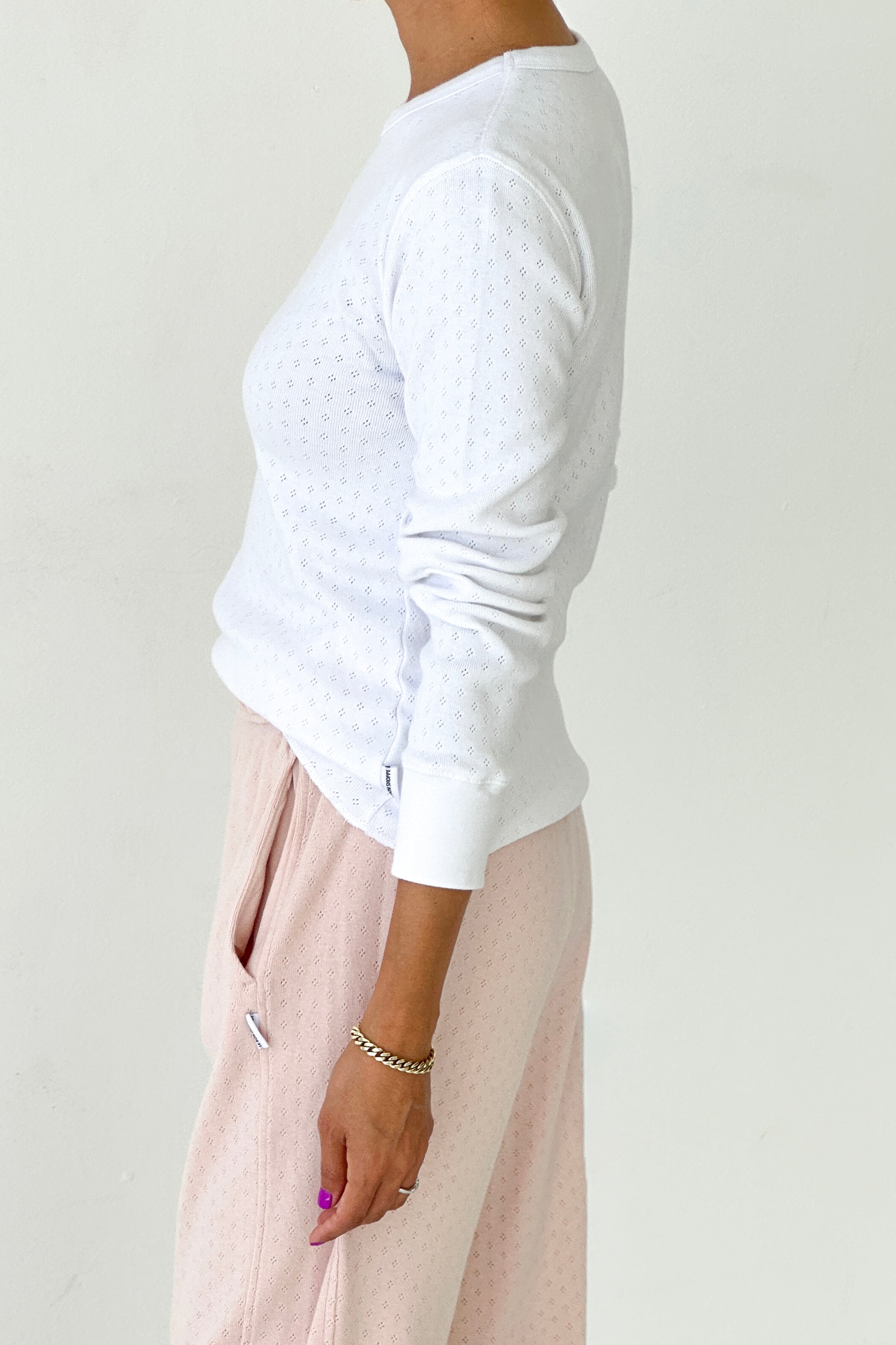 Pointelle Fundamental Tee - Snow White
