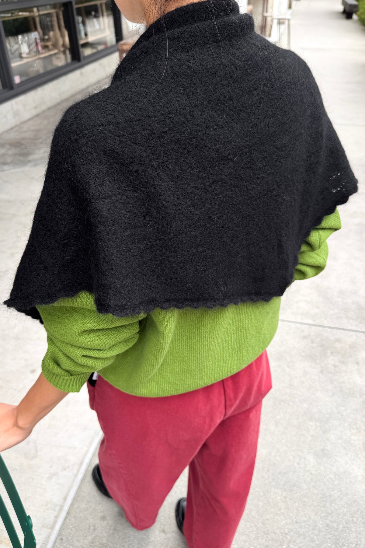 Mohair Pointelle Shawl - Onyx