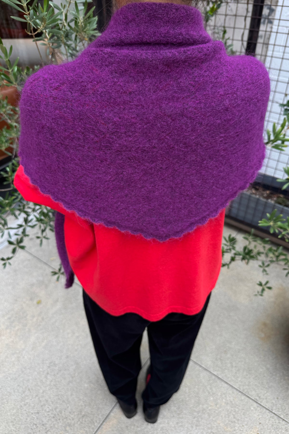 Mohair Pointelle Shawl - Purple