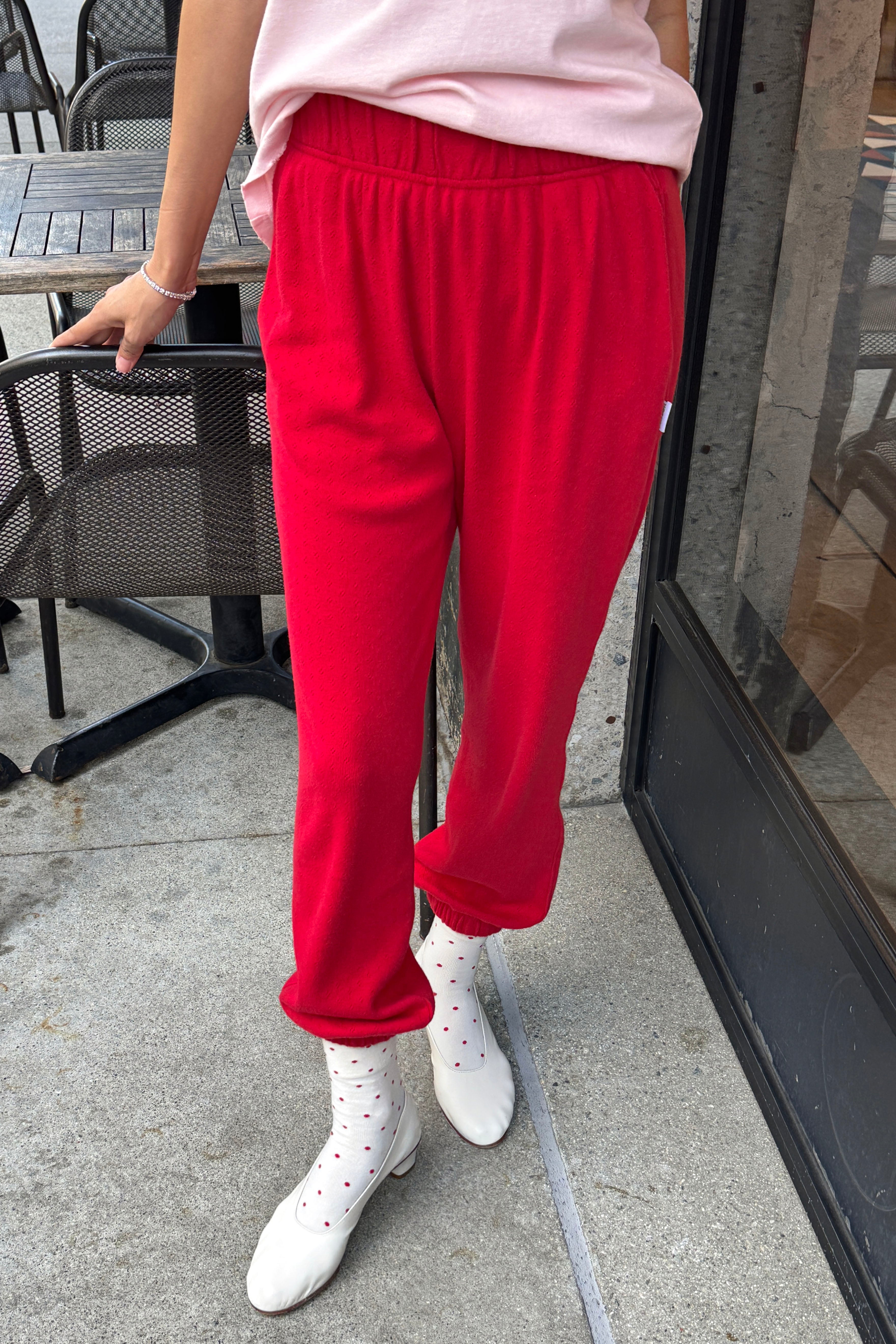 Pointelle Serene Joggers - Red Apple