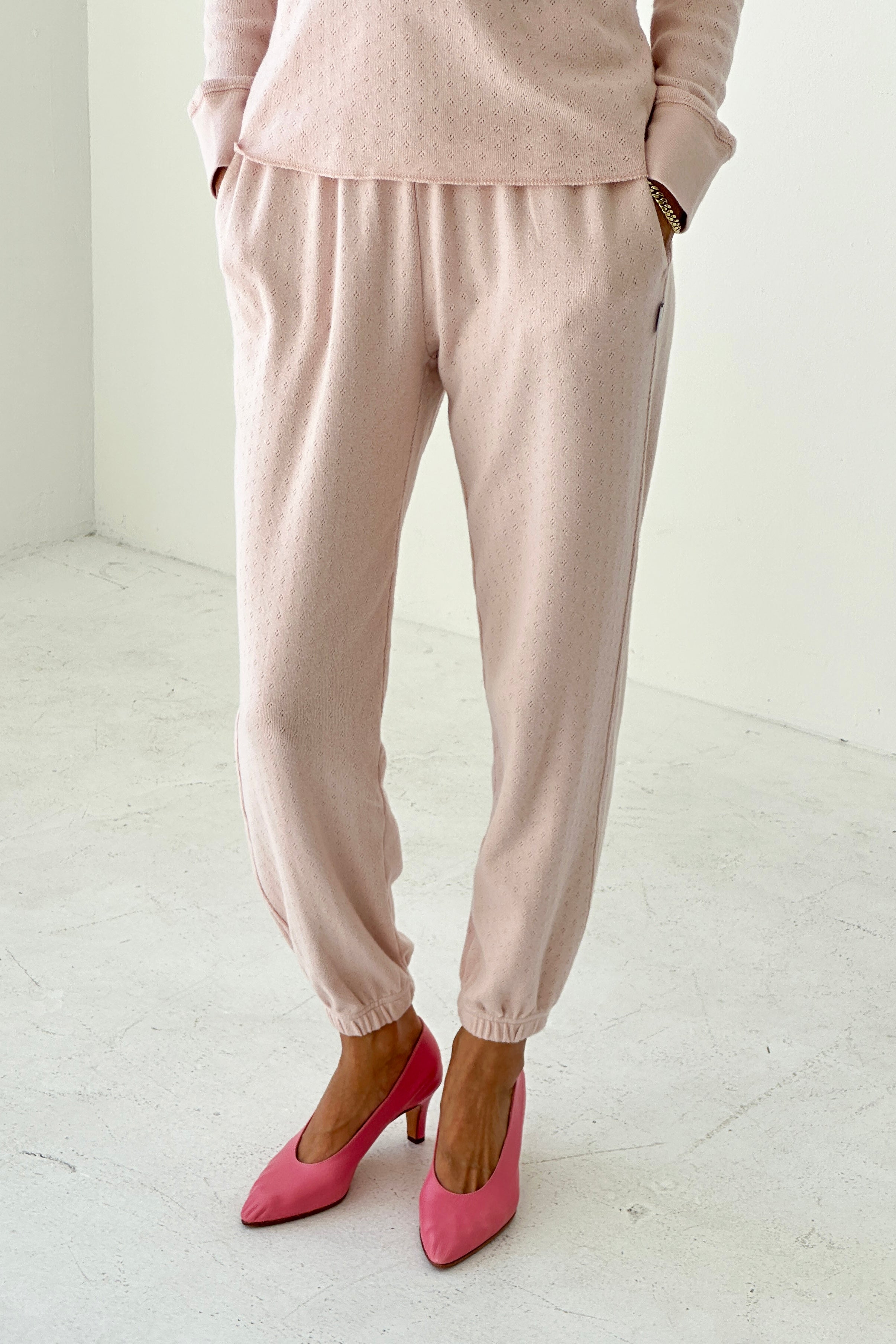 Pointelle Serene Joggers - Baby Pink