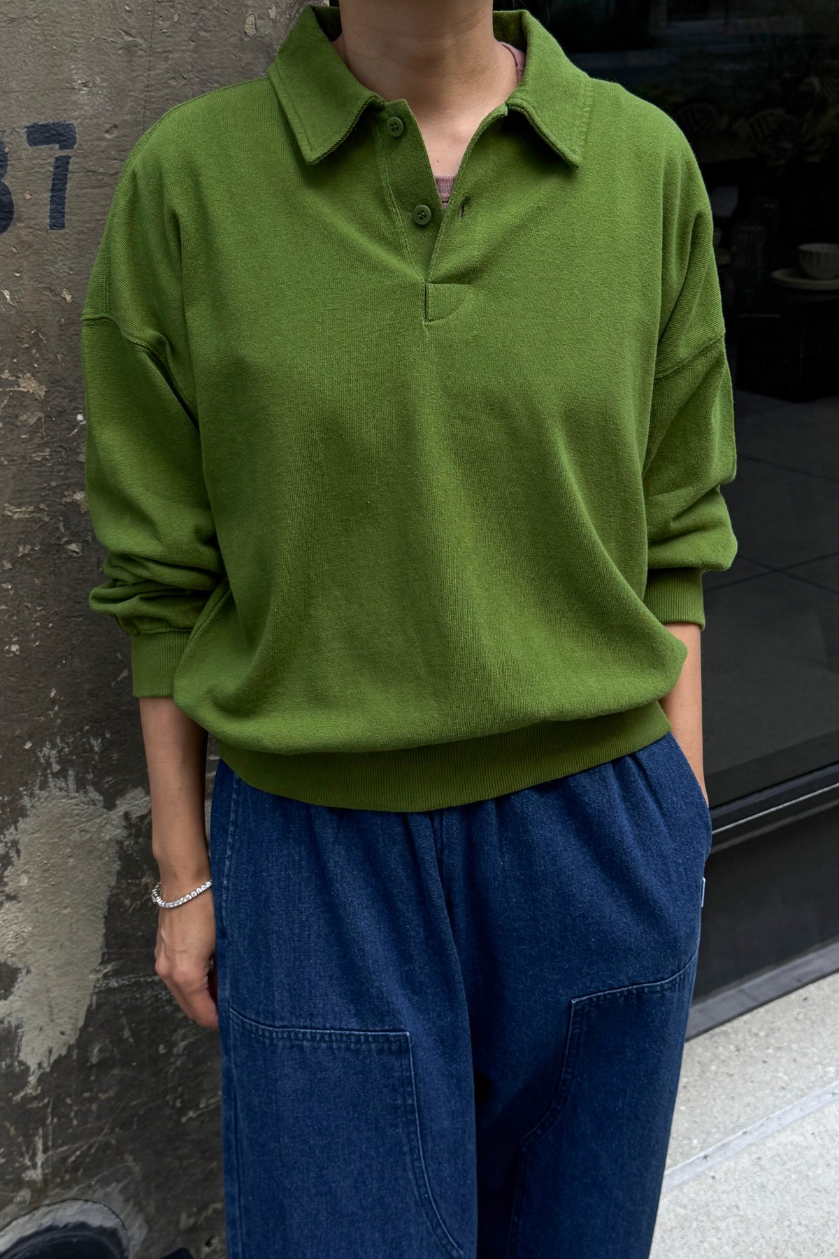 Polo Sweatshirt - Collard Green