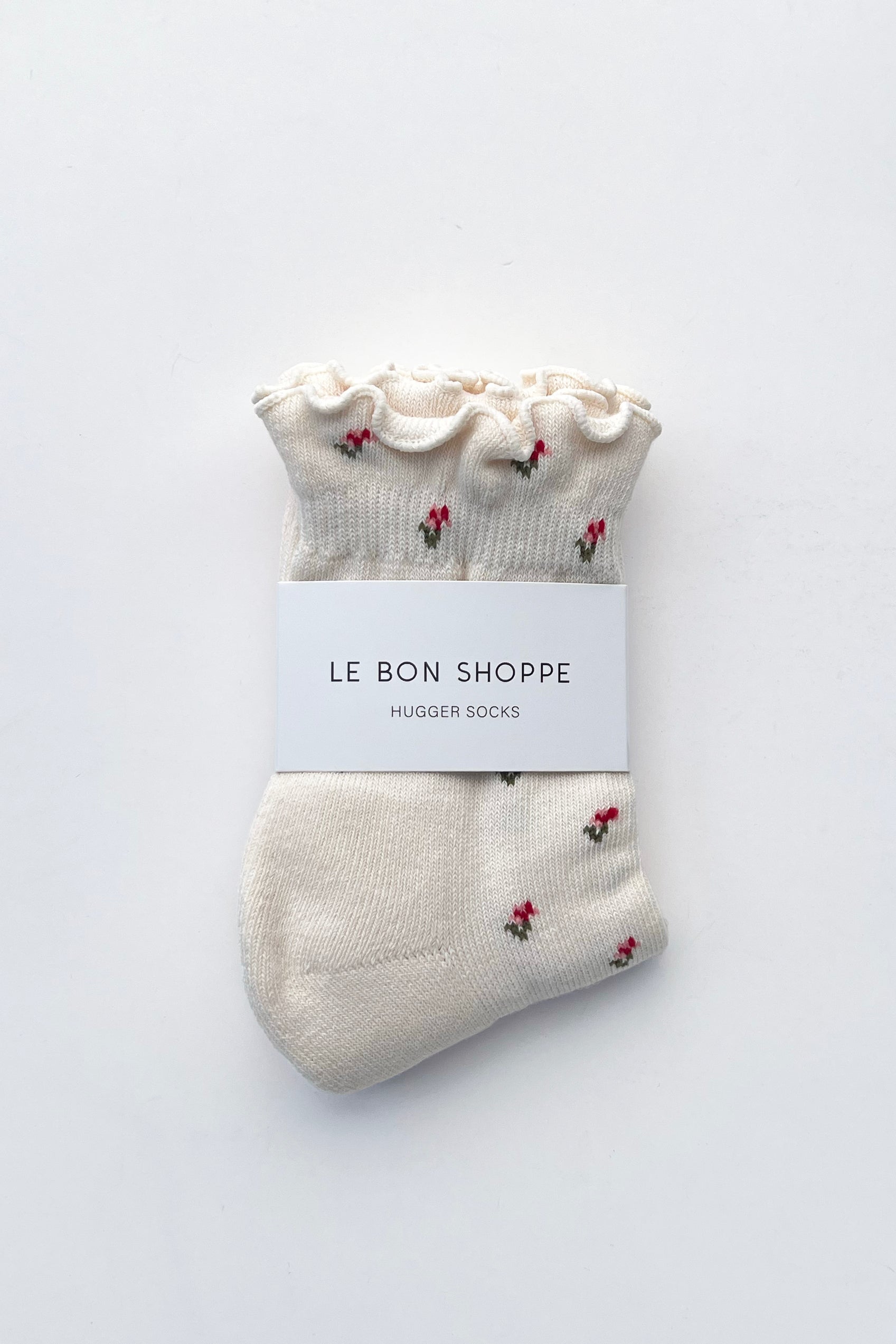 Petal Ruffled Hugger Crew Socks - Cream Petal