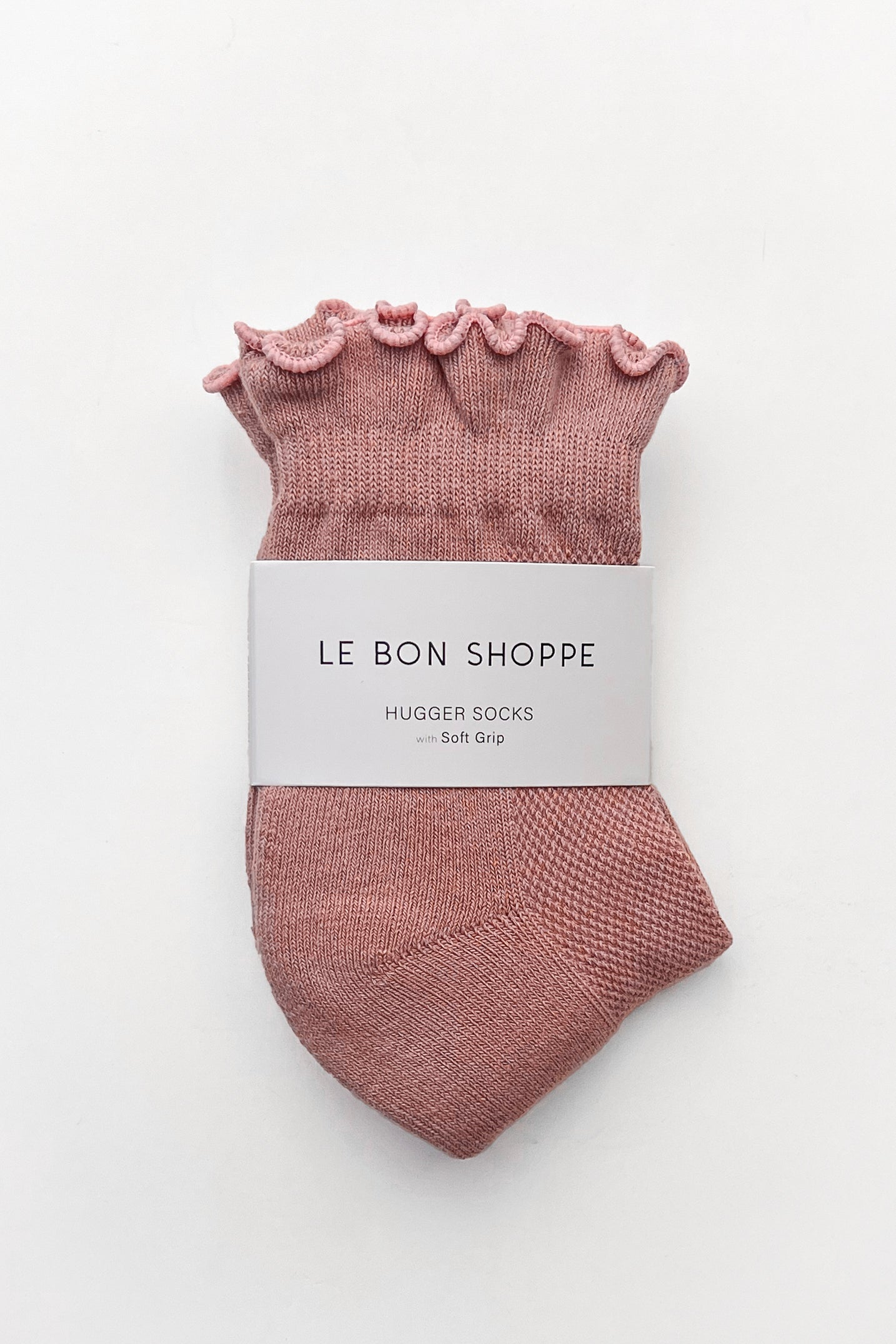 Ruffled Hugger Crew Socks - Vintage Pink/Black