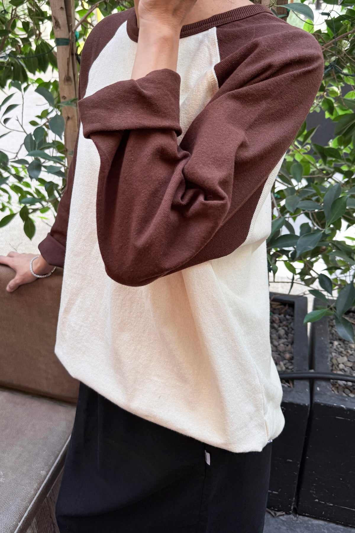 Heavy Cotton Raglan Tee - Naturel/Chestnut