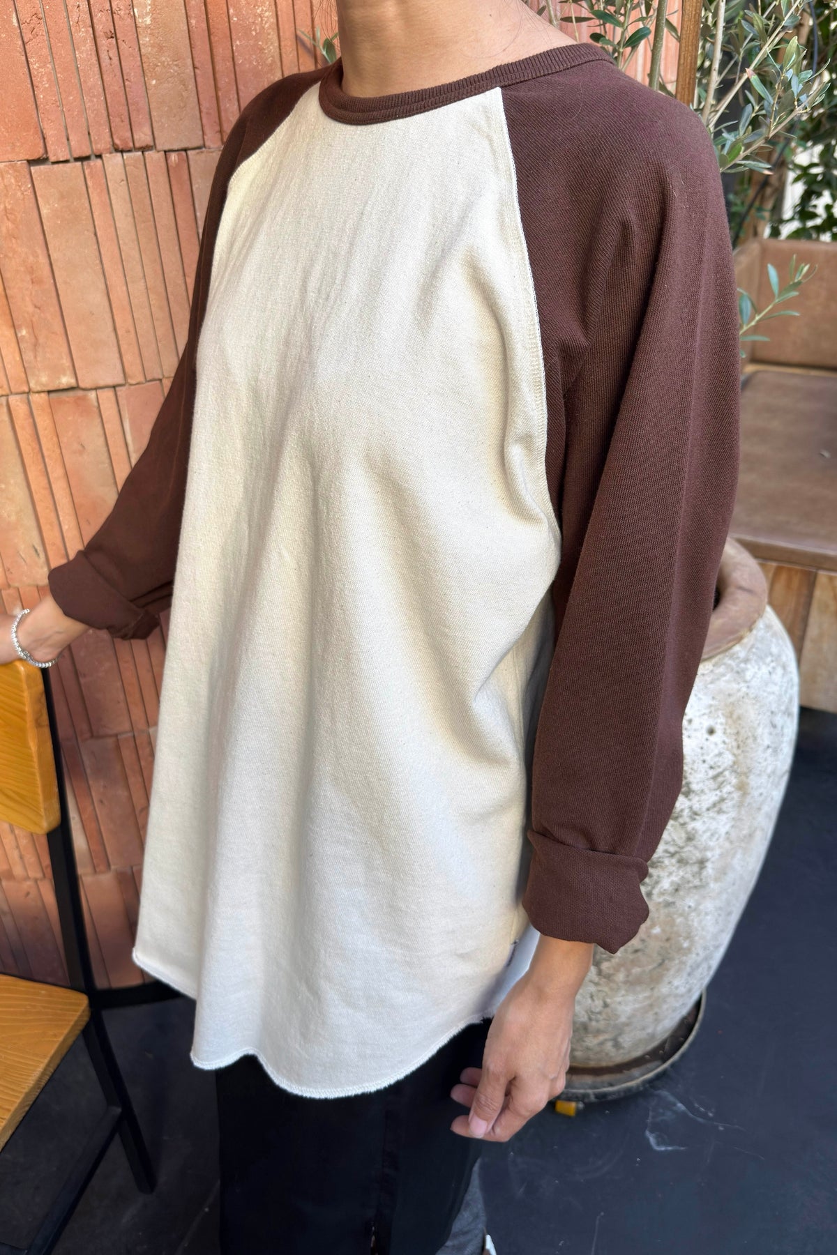 Heavy Cotton Raglan Tee - Naturel/Chestnut