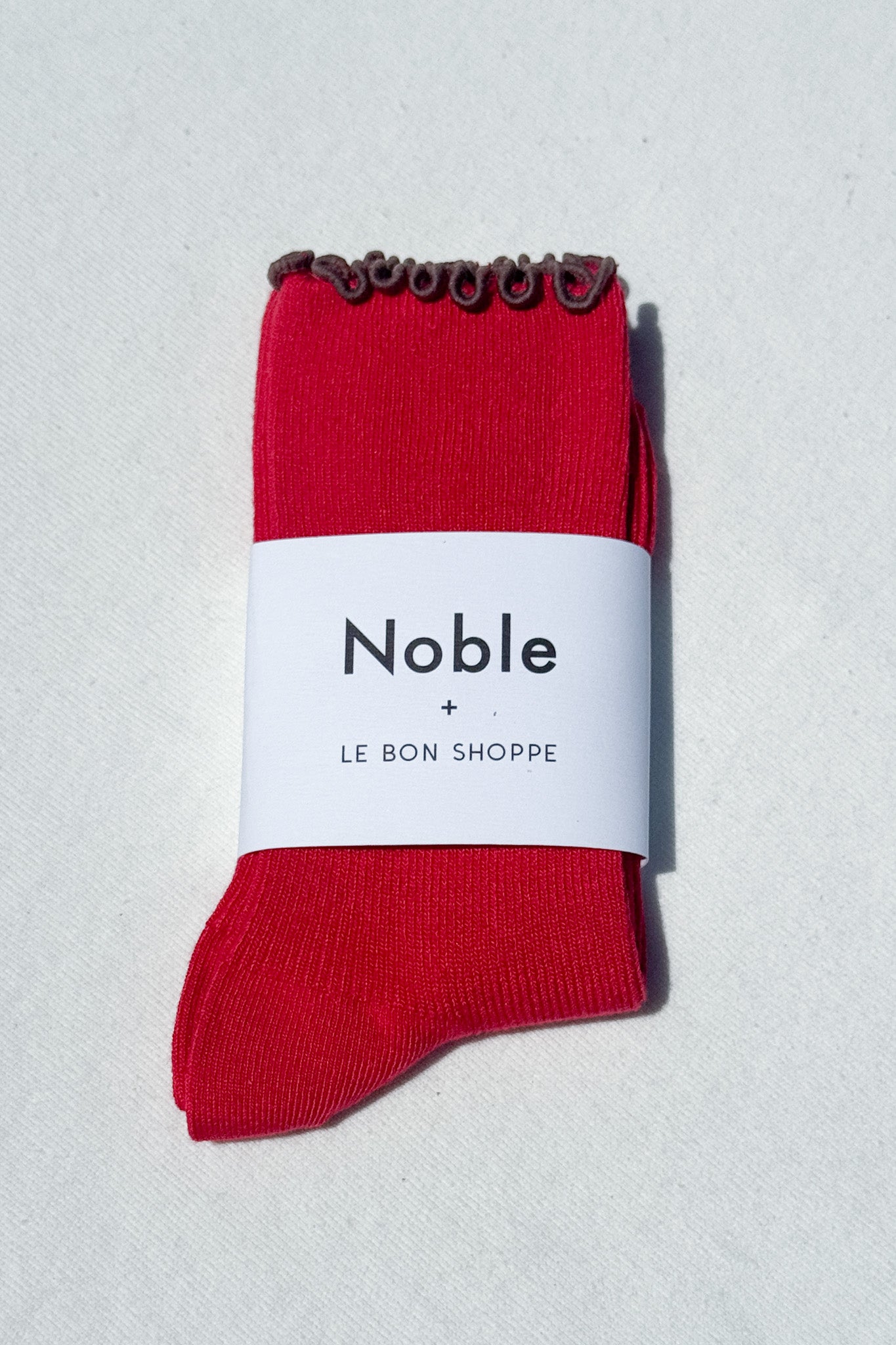 Ruffled Modal Socks - Paprika / Brown Edge