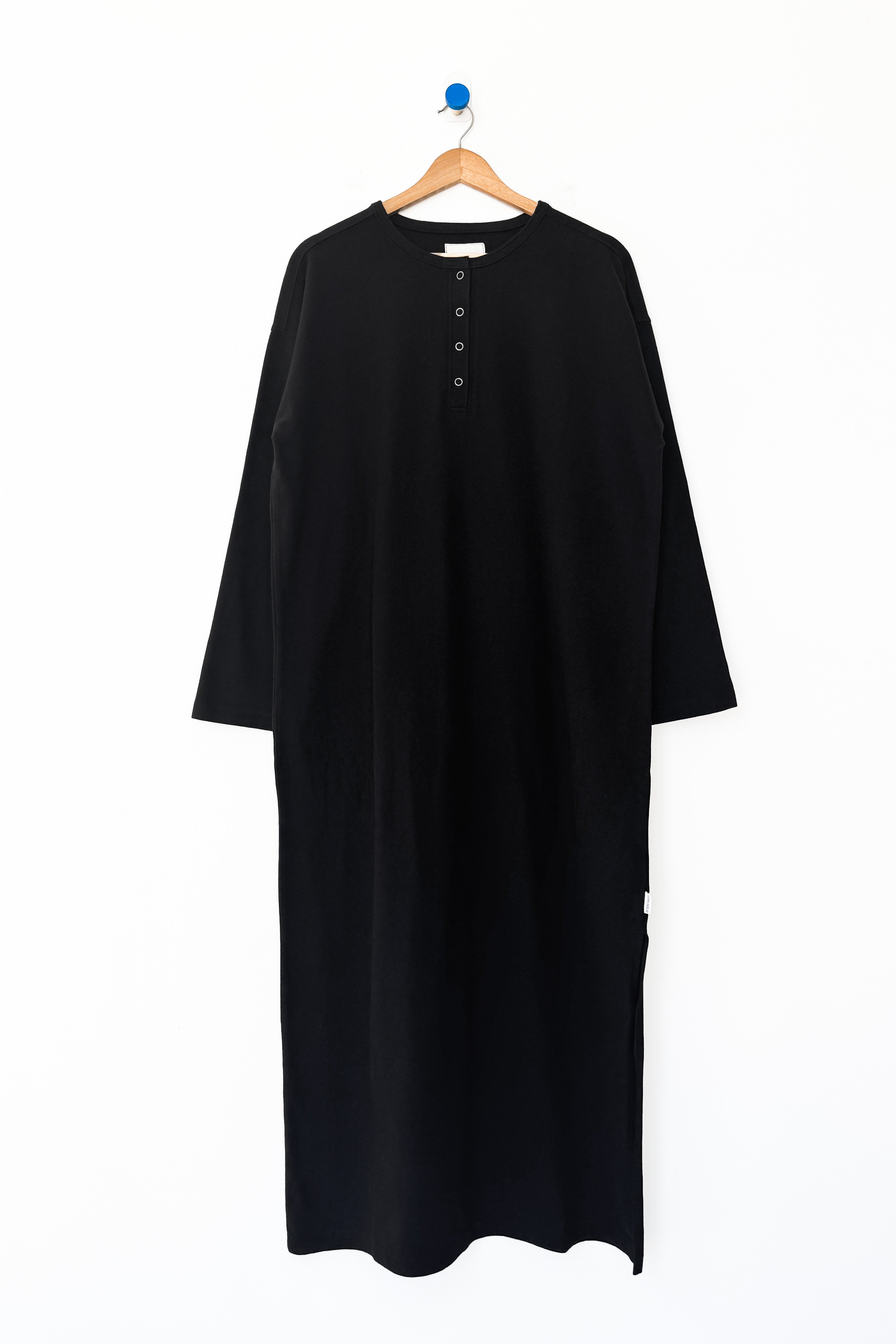 Soft Jersey Henley Dress - Black