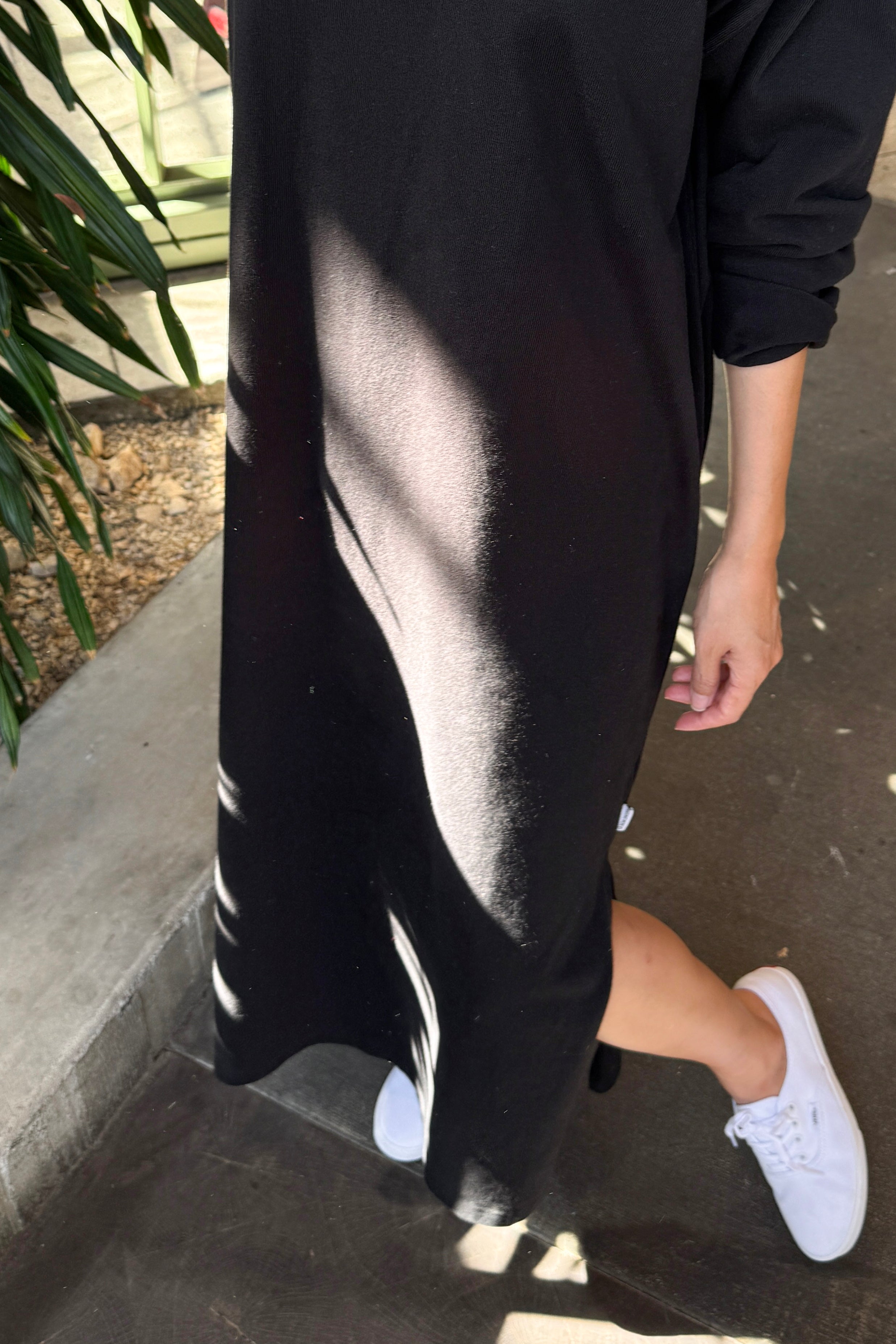 Soft Jersey Henley Dress - Black