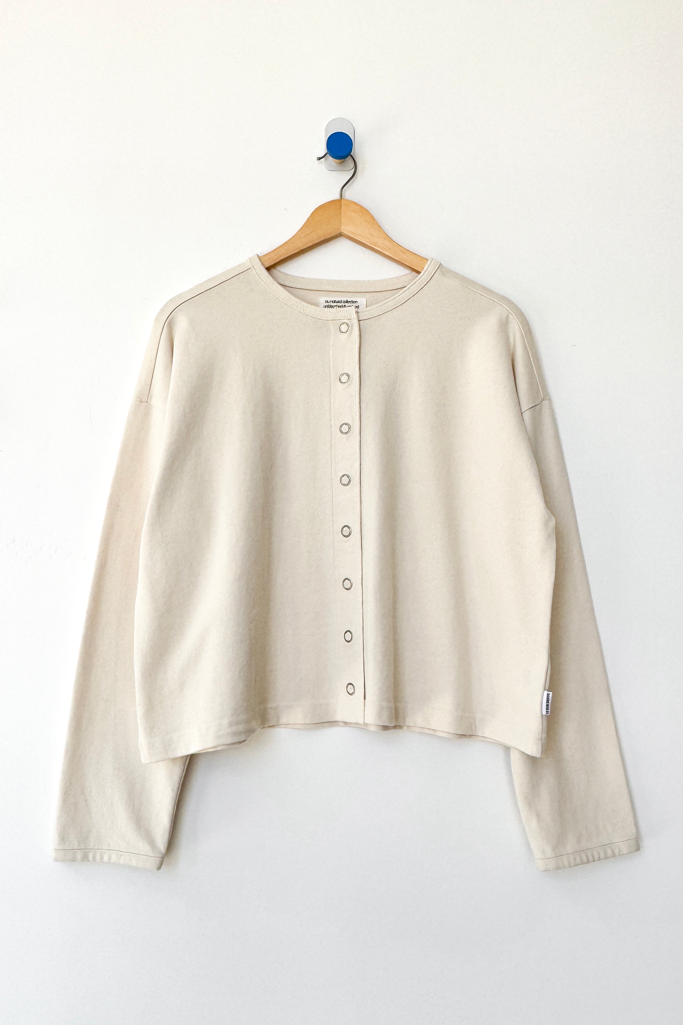Soft Jersey Snap Cardigan - Naturel