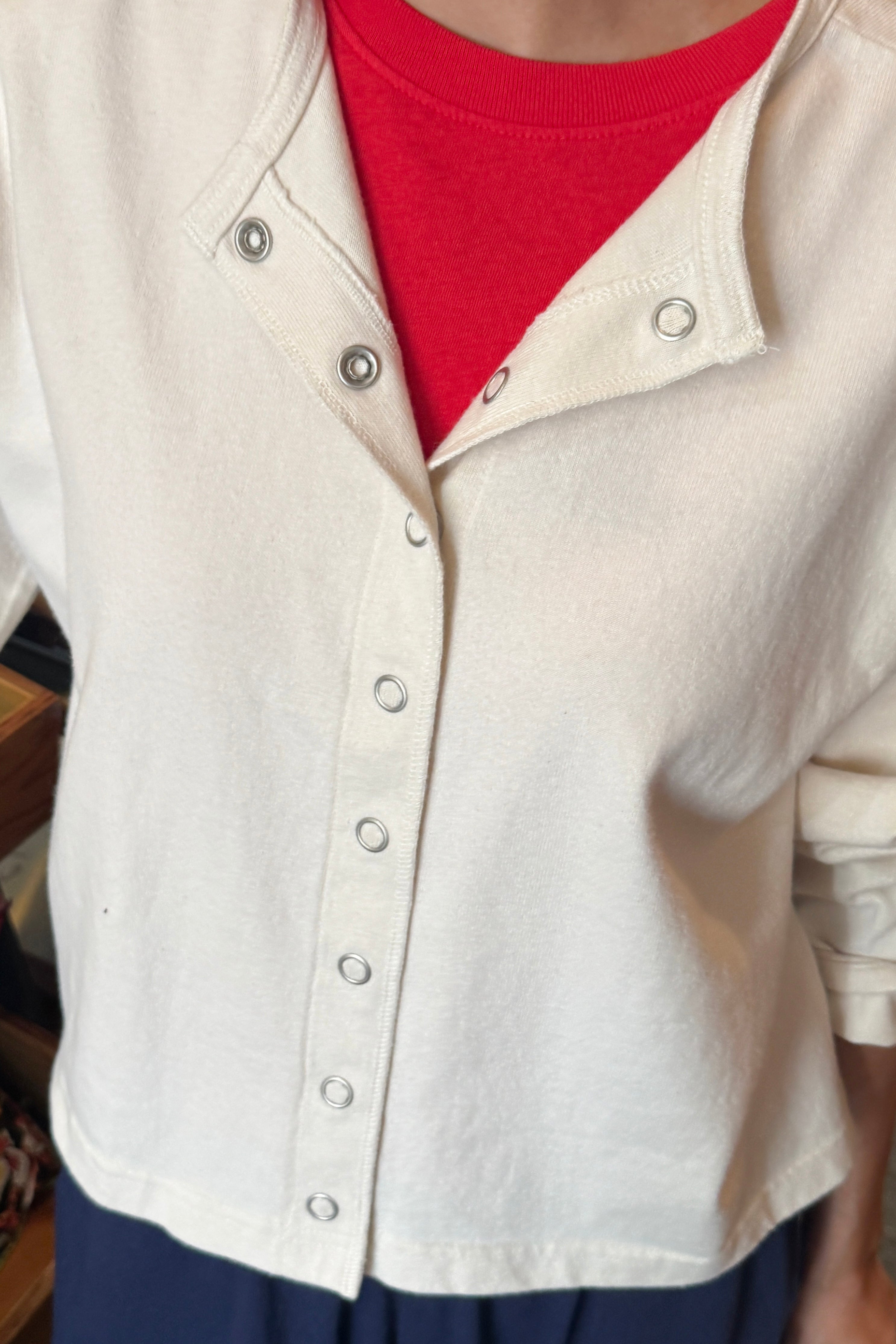 Soft Jersey Snap Cardigan - Naturel