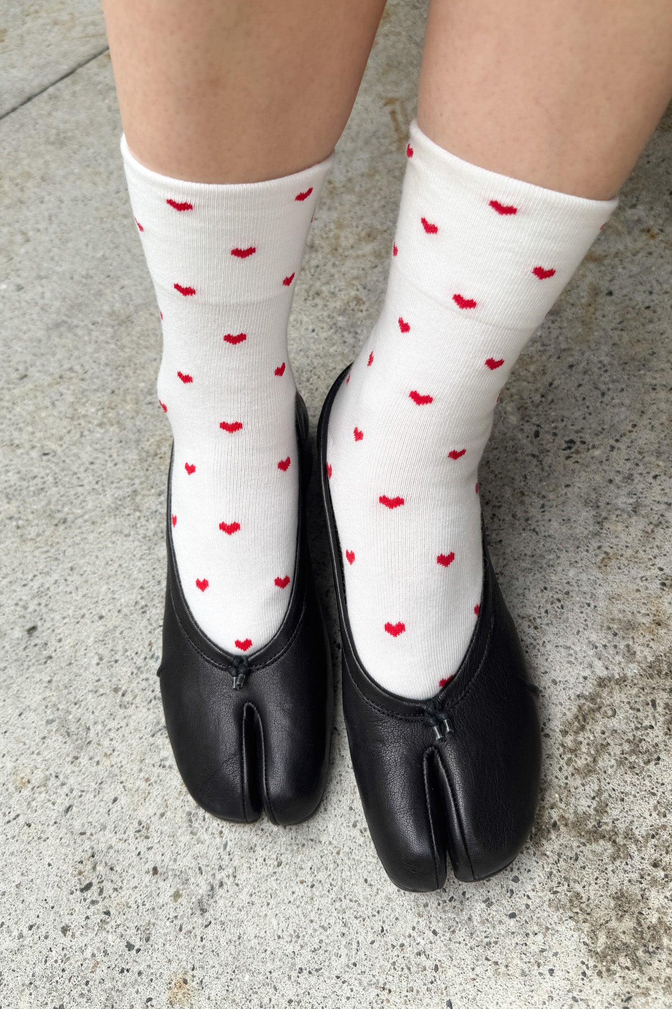 Sneaker Socks - Heart - White / Red