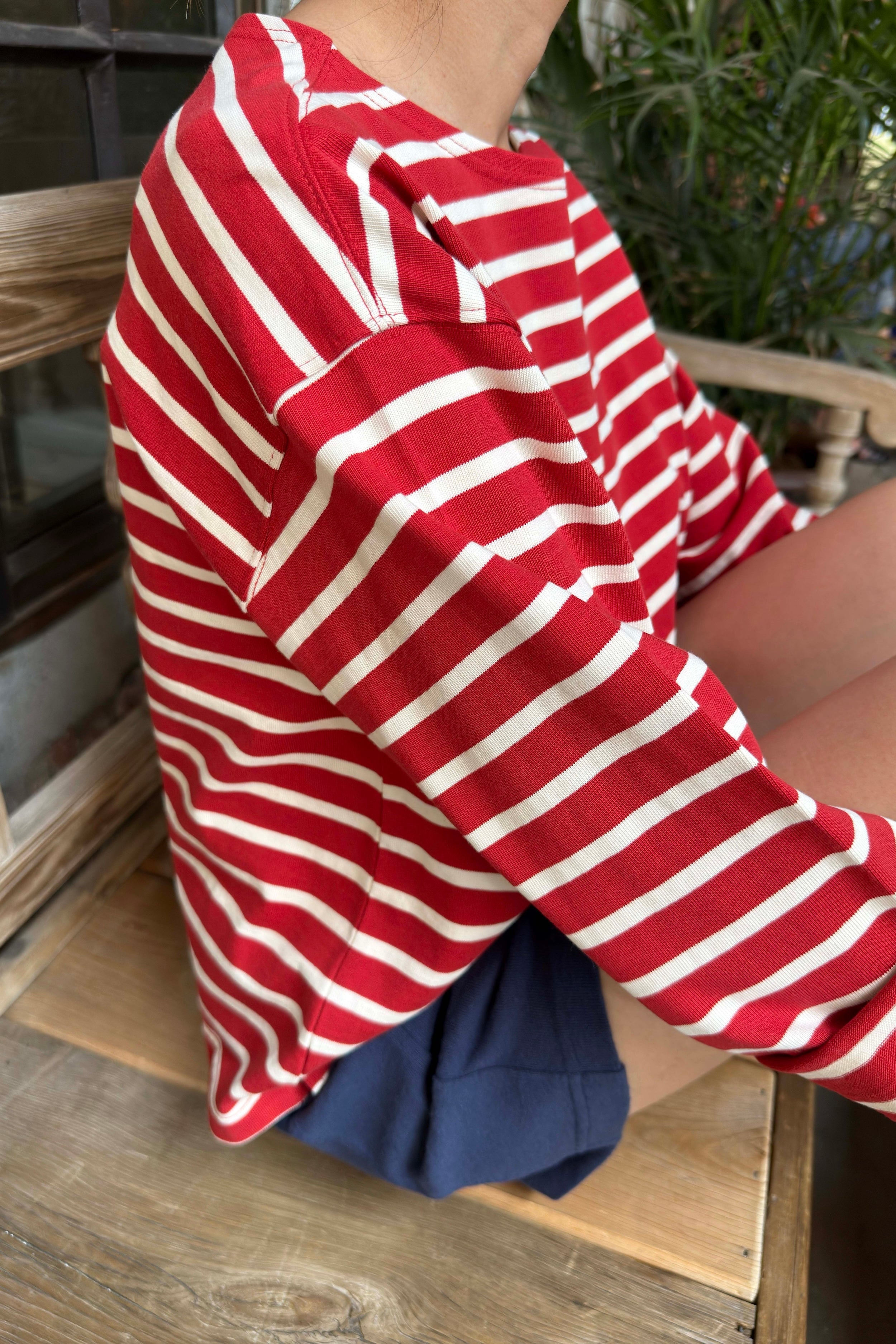 Sailor Top - White Stripe on Red